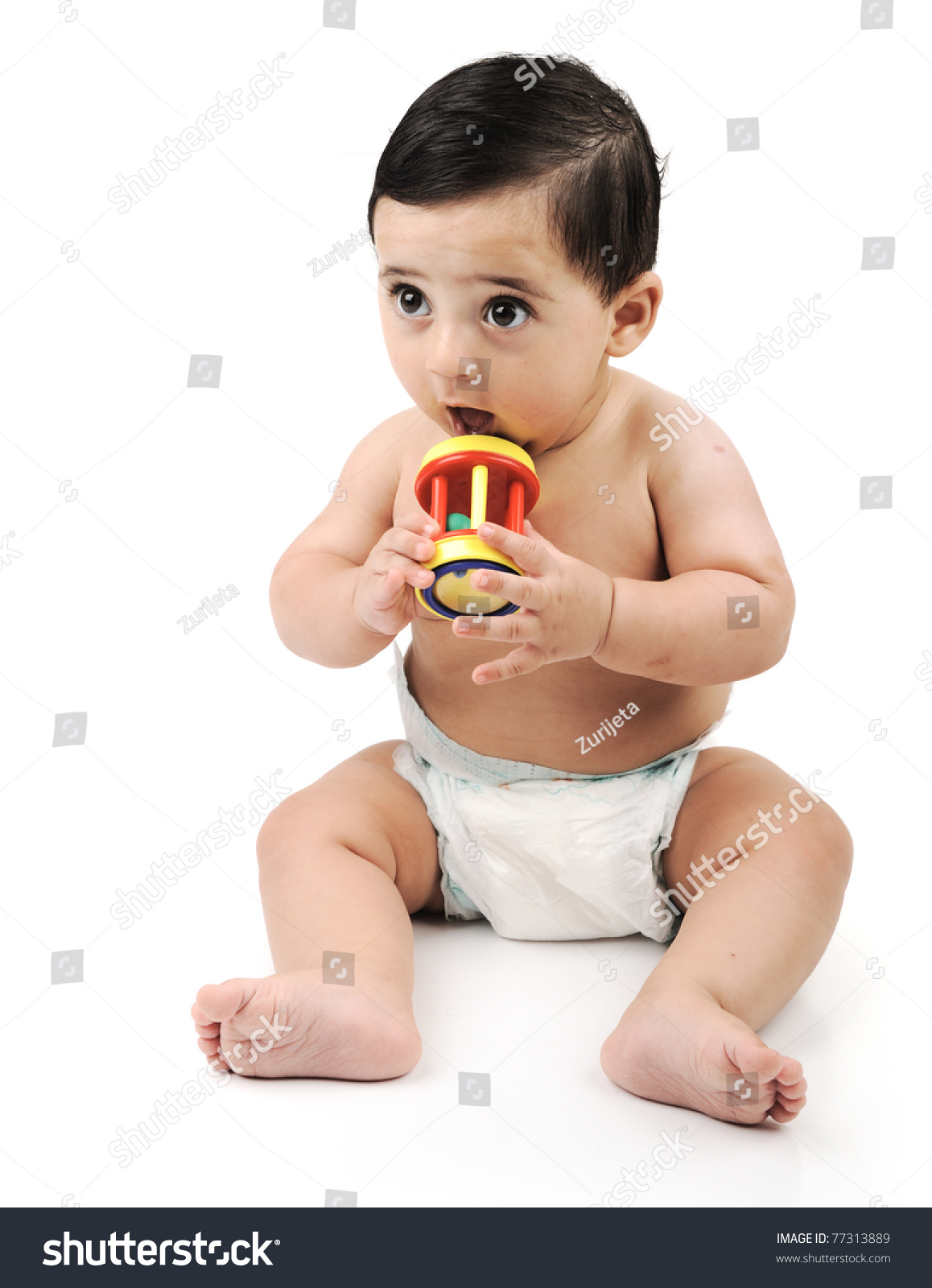 Naked Cute Baby Isolated On White Stock Photo 77313889 Shutterstock