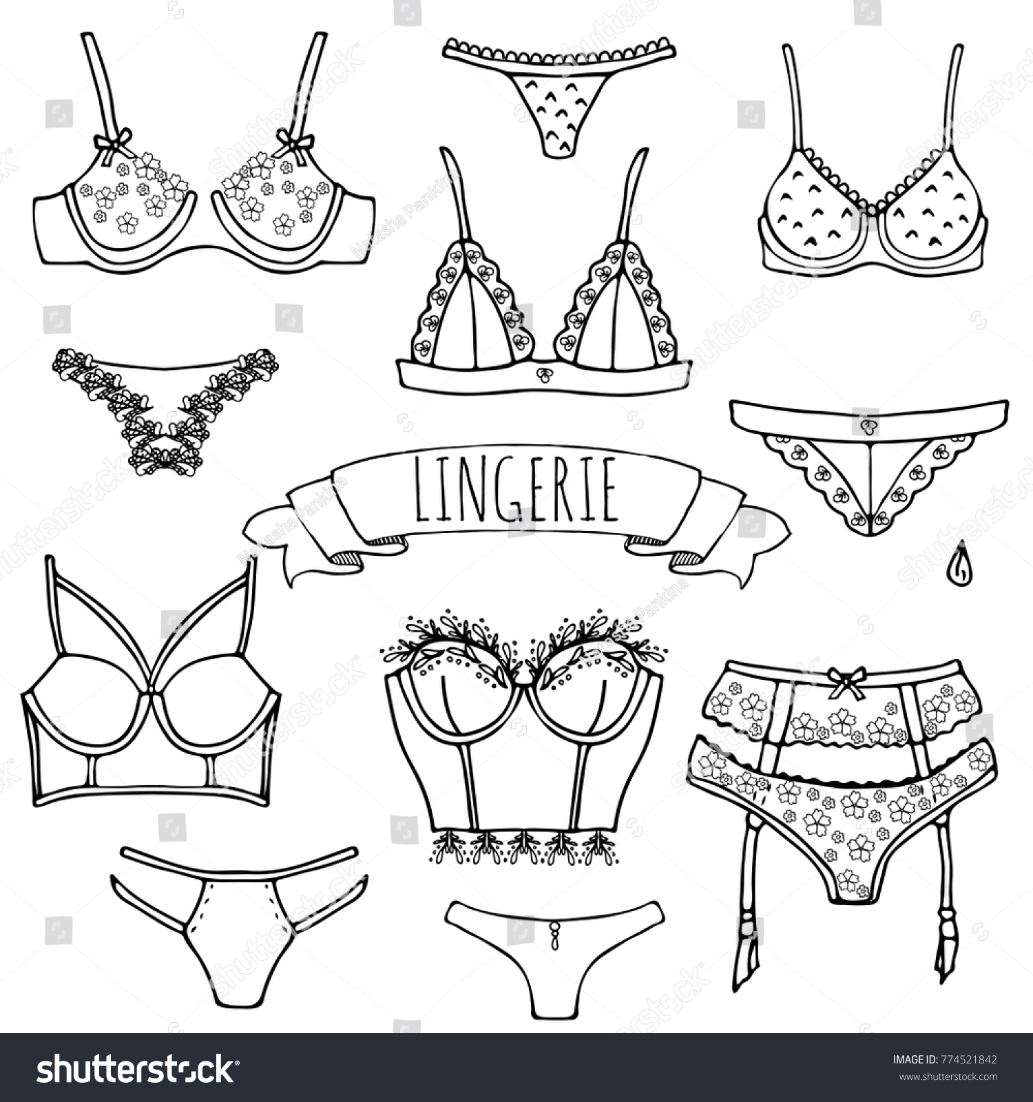 Hand Drawn Doodle Lingerie Icon Set Stock Vector Royalty Free