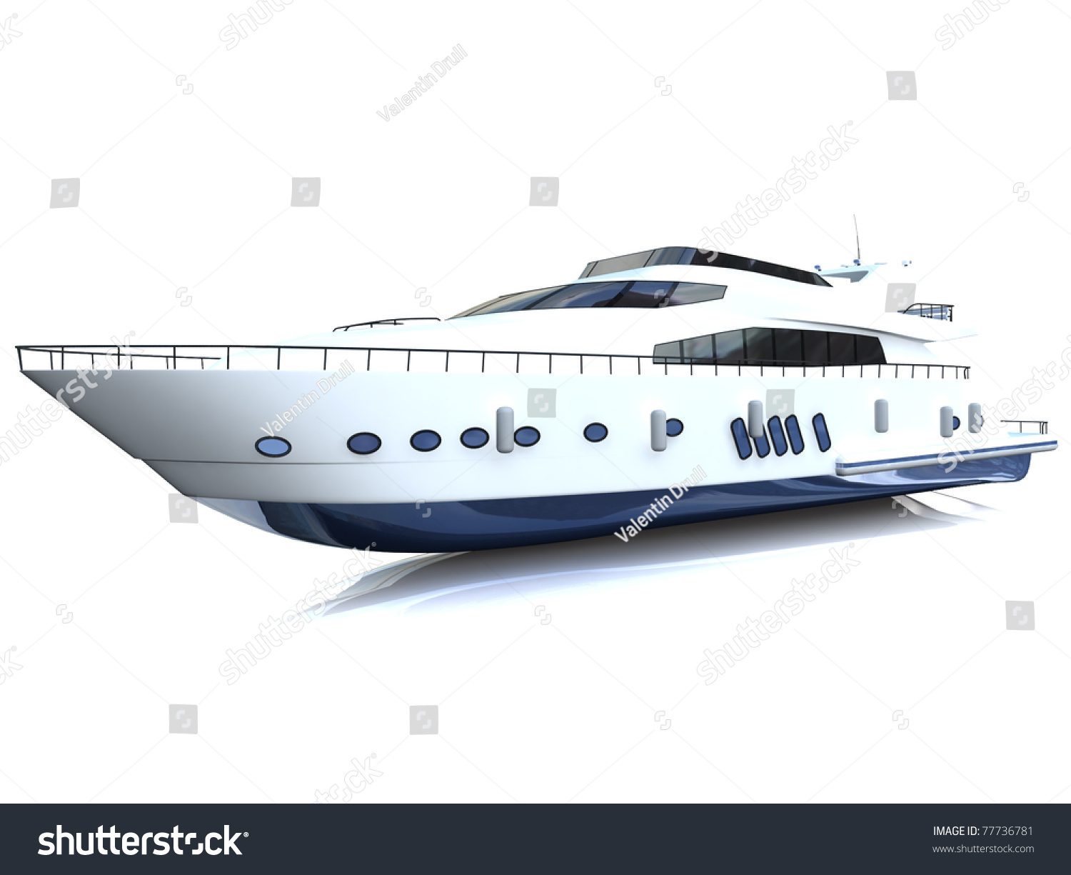 White Luxury Yacht Isolated On White Stock Illustration