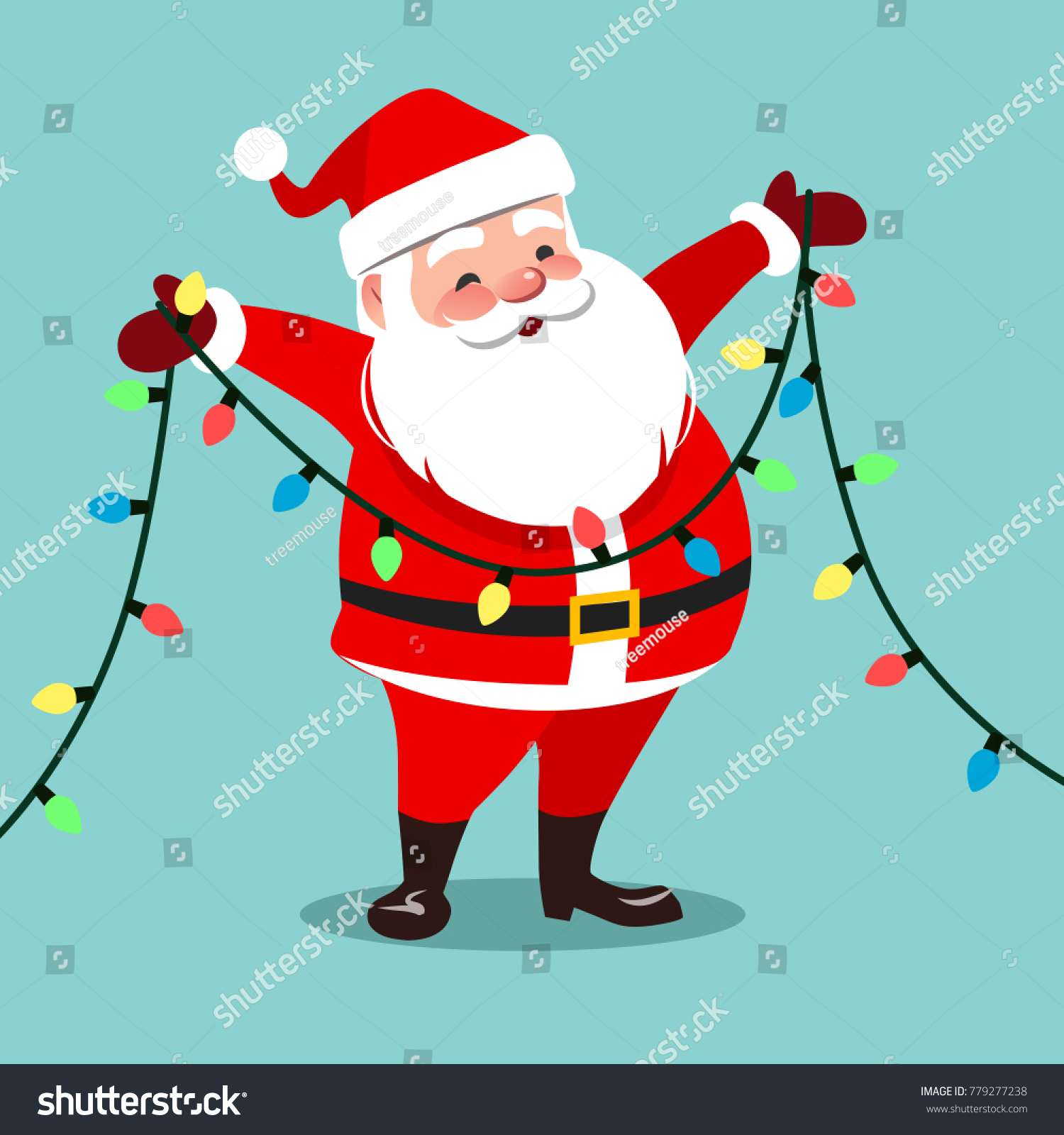 Vector Cartoon Illustration Happy Smiling Santa Stock Vector Royalty