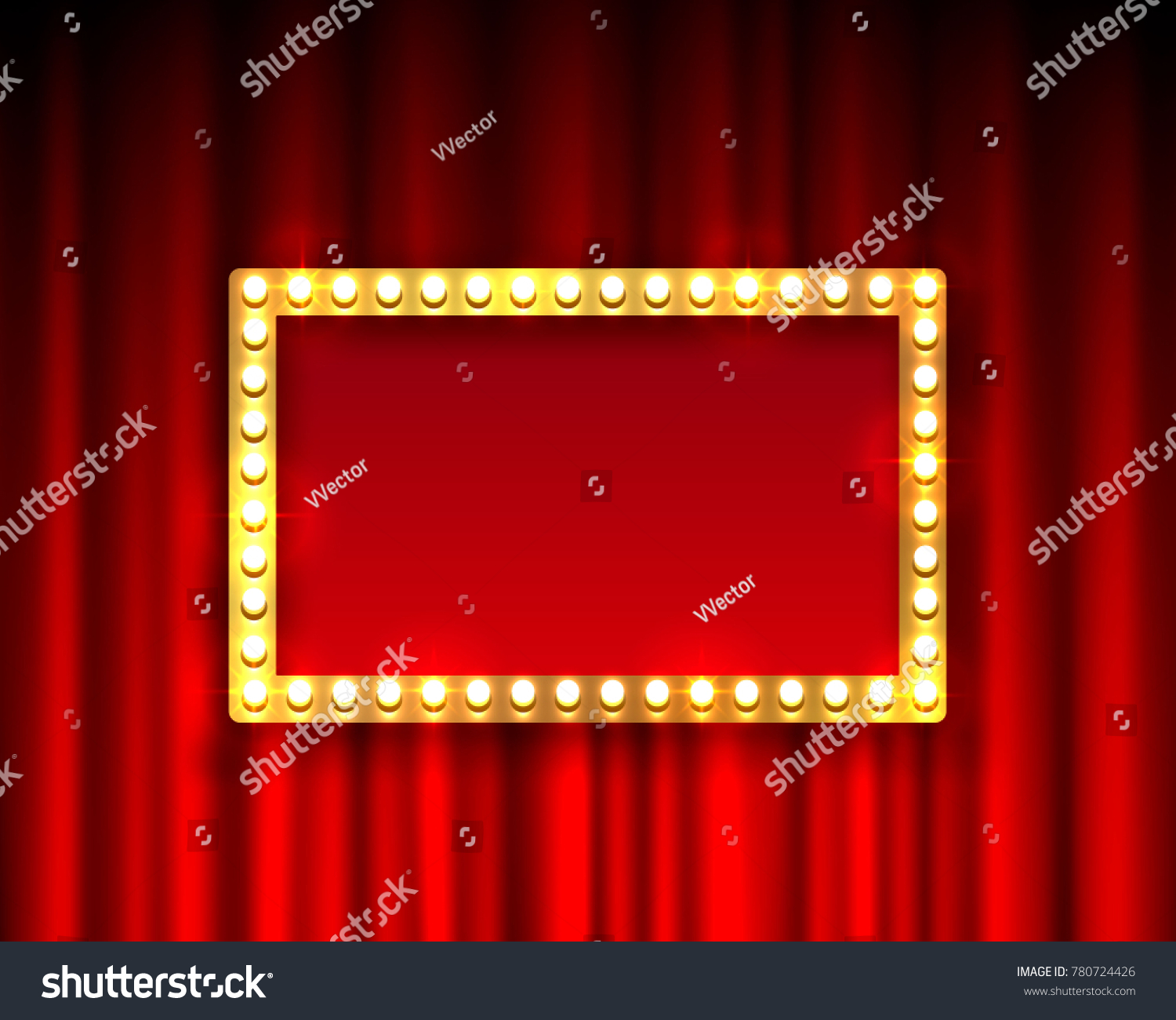 Gold Frame Light Bulbs On Background Stock Vector Royalty Free