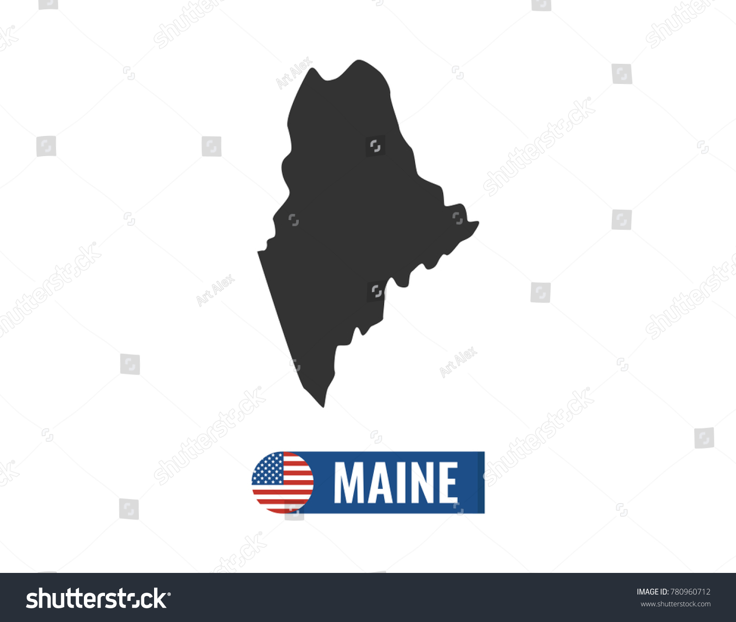 Maine Map Isolated On White Background Stock Vector Royalty Free