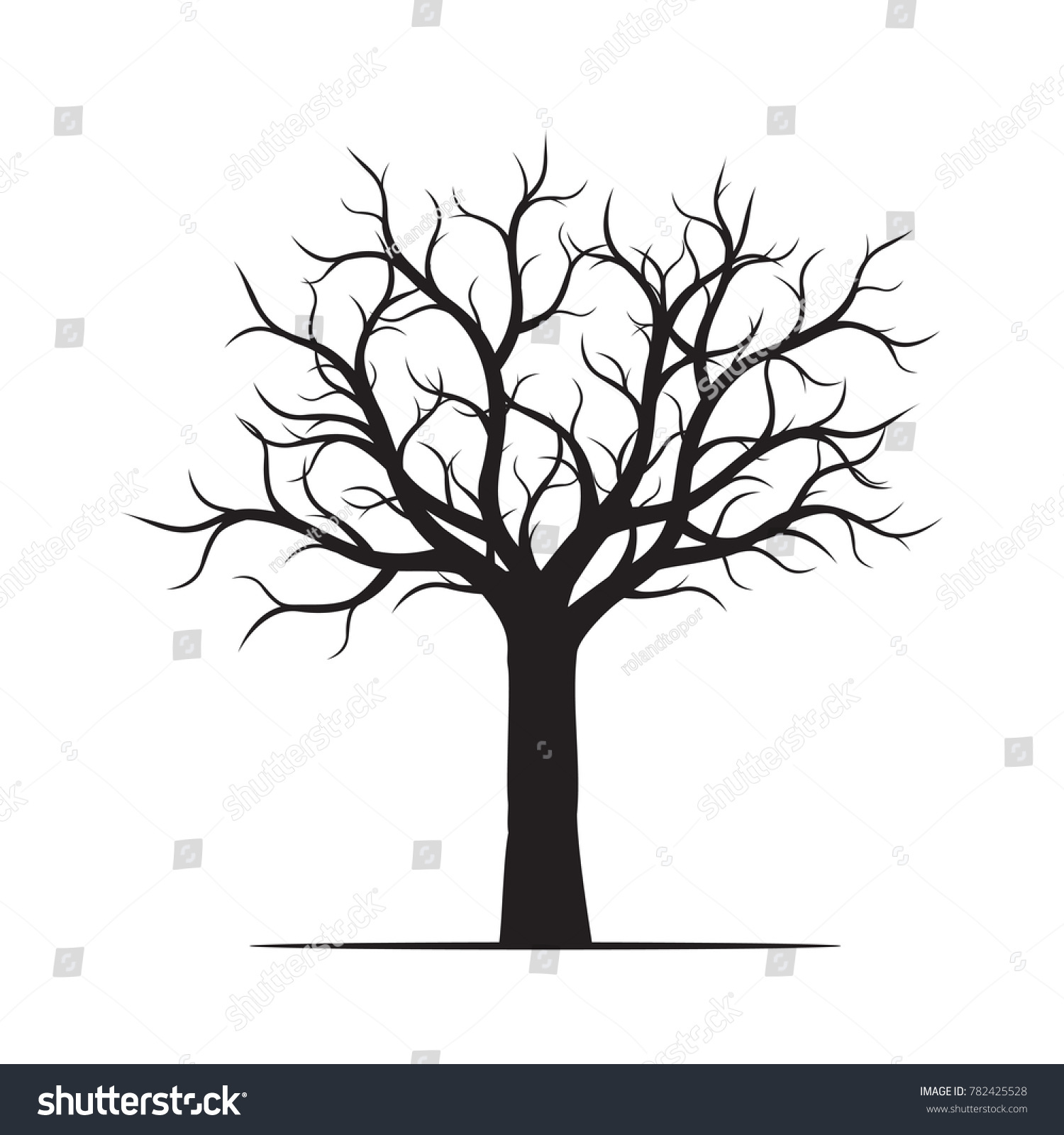 Black Naked Tree Vector Illustration Stock Vector Royalty Free