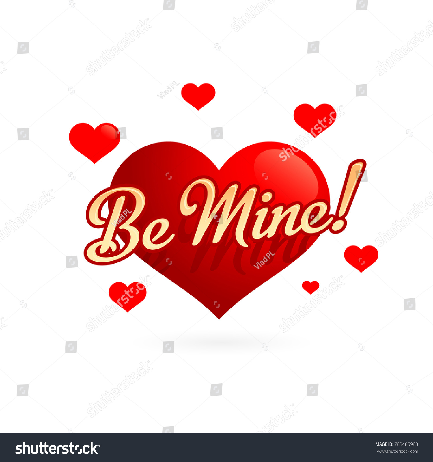 Be Mine Red Heart Love Romantic Stock Vector Royalty Free 783485983