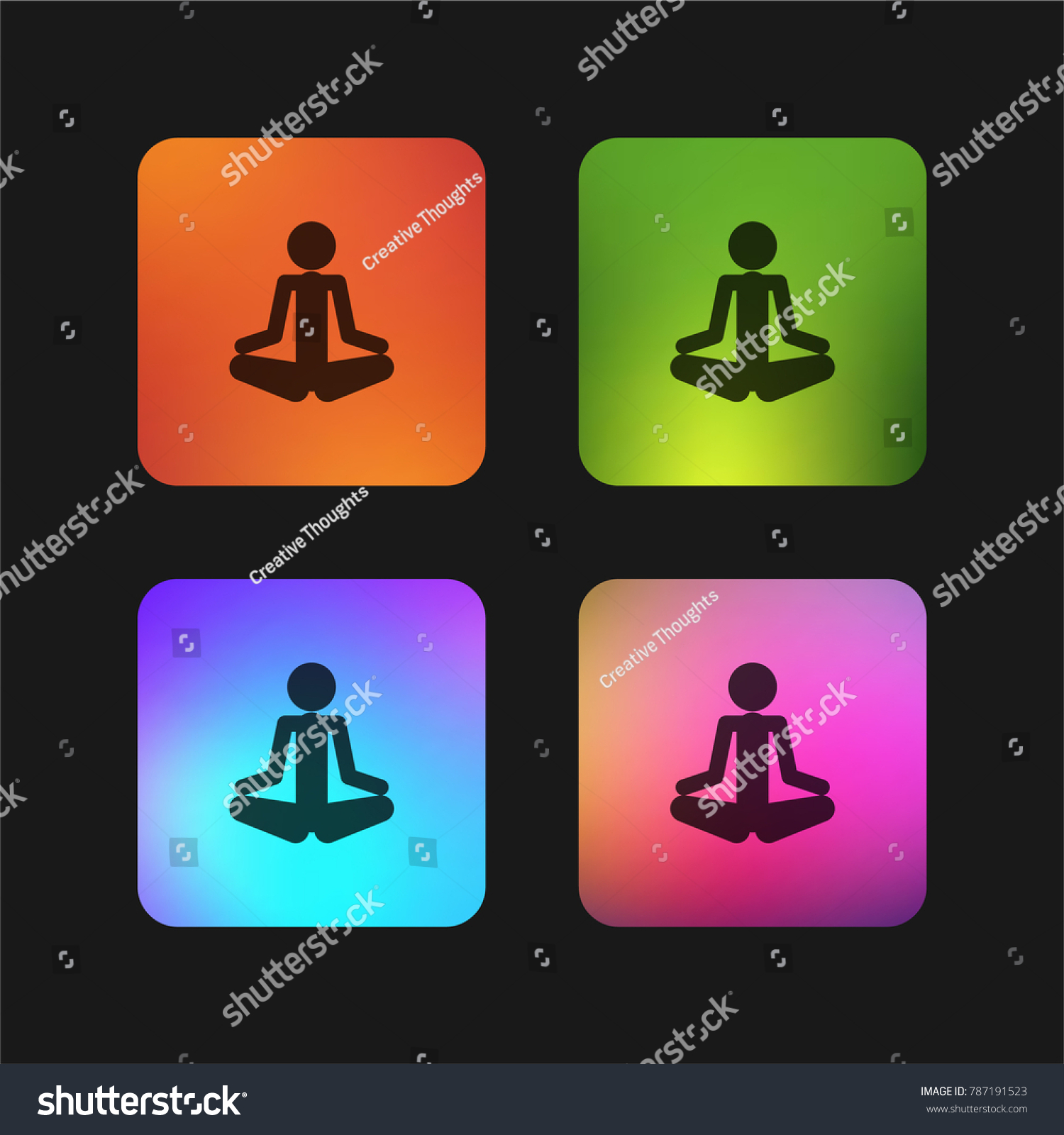 Person Silhouette Meditation Posture Spa Four Stock Vector Royalty