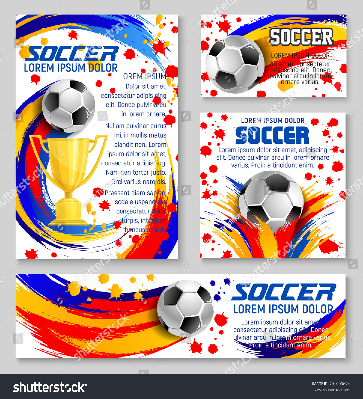 Soccer Ball Banner Template Football Sport Stock Vector Royalty Free