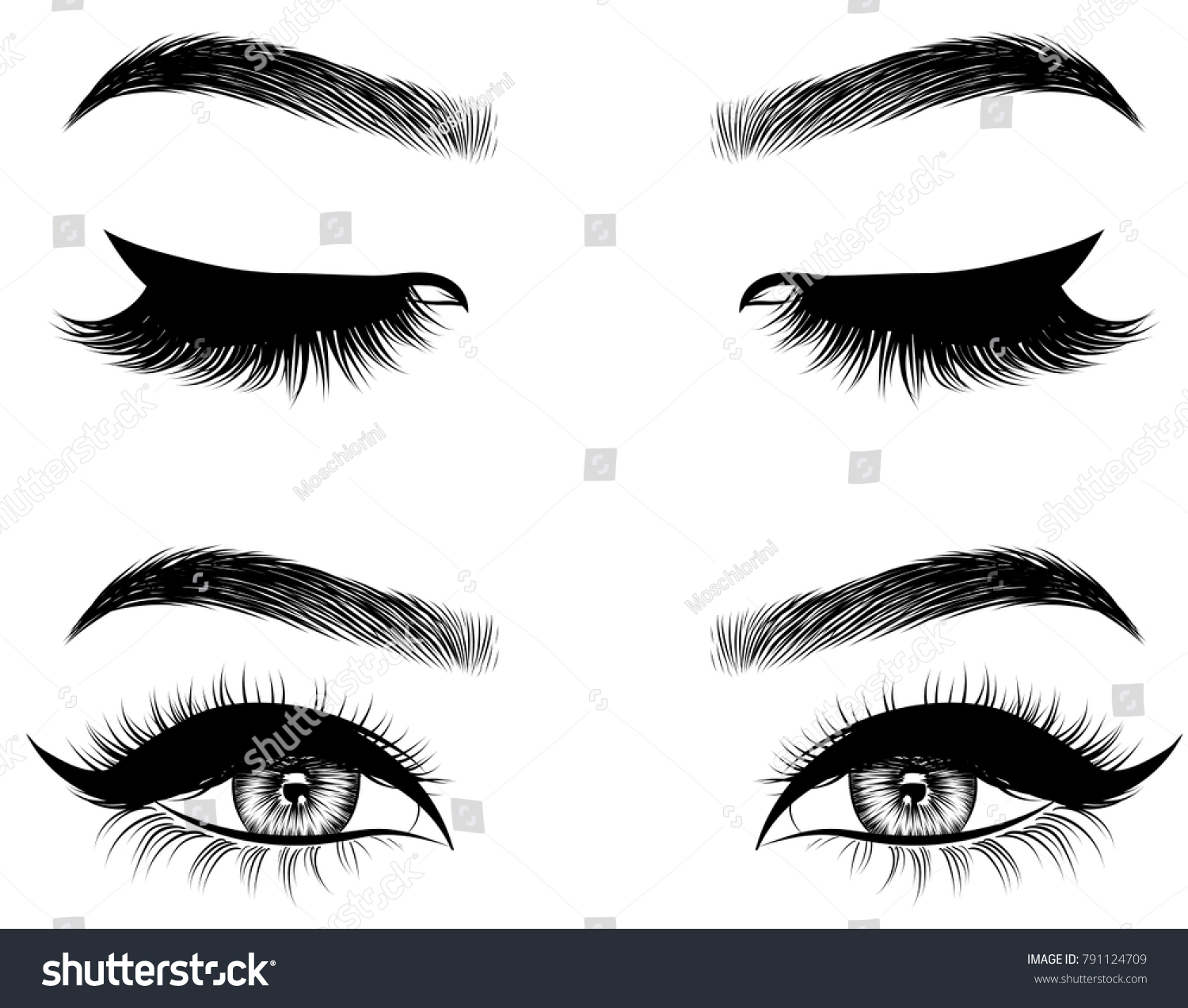 Handdrawn Womans Sexy Makeup Look Perfectly Stock Vector Royalty Free