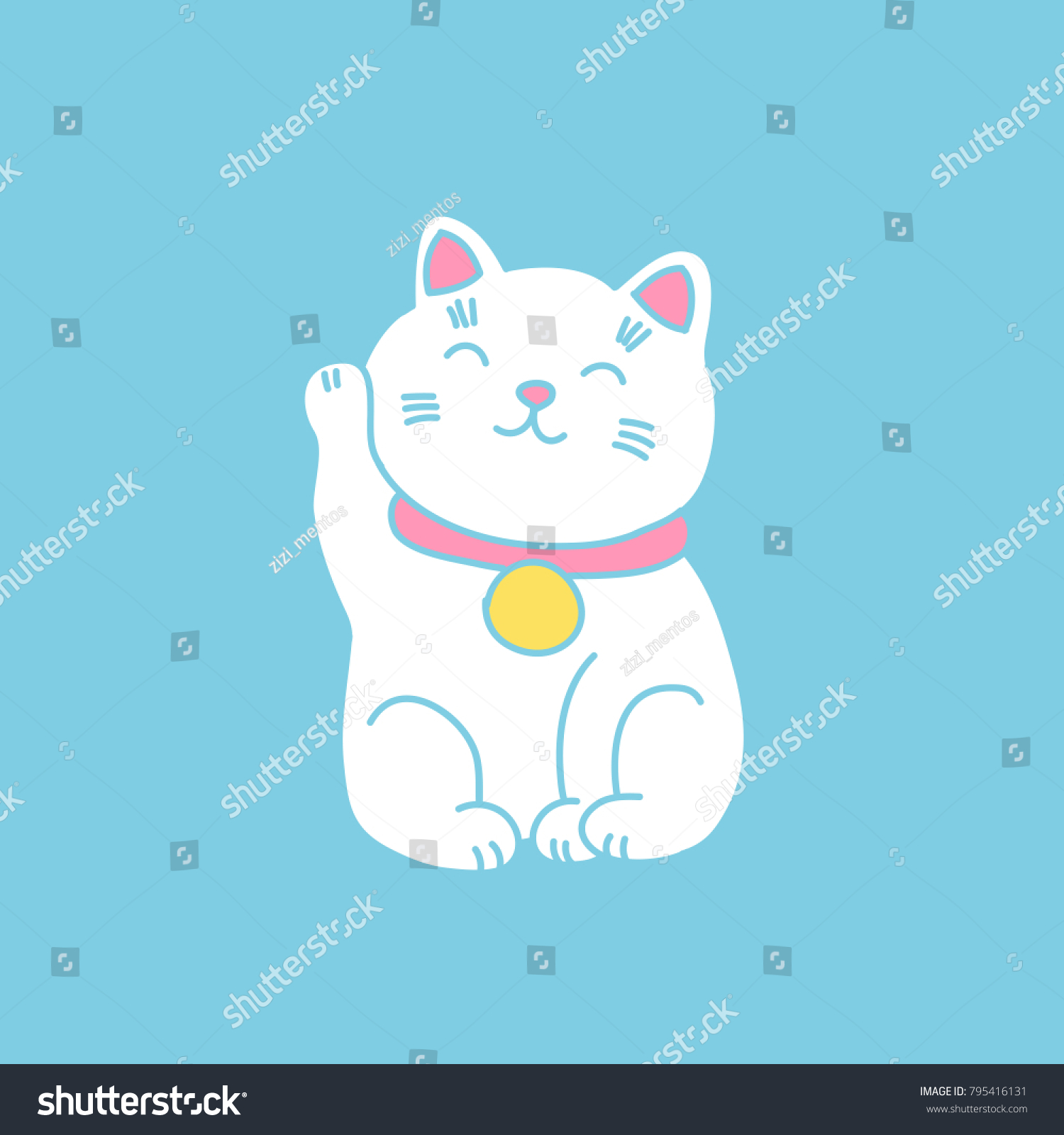 Maneki Neko Doodle Icon Stock Vector Royalty Free