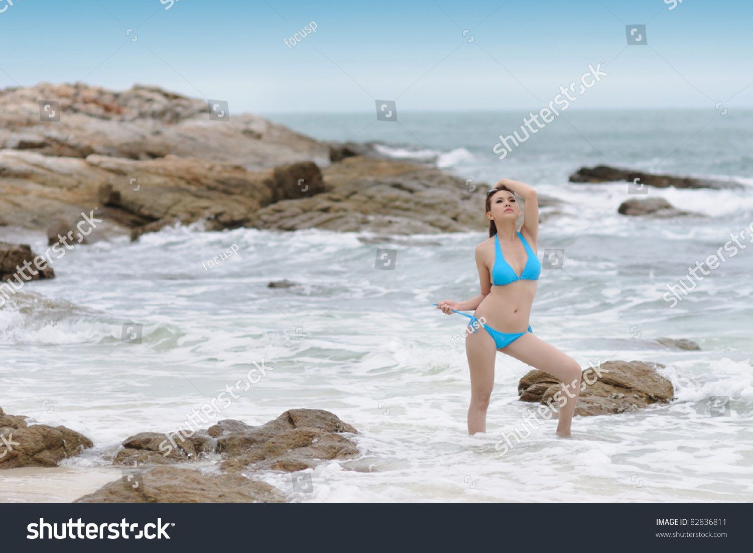 Sexy Bikini Model On Beach Sa Stock Photo Shutterstock