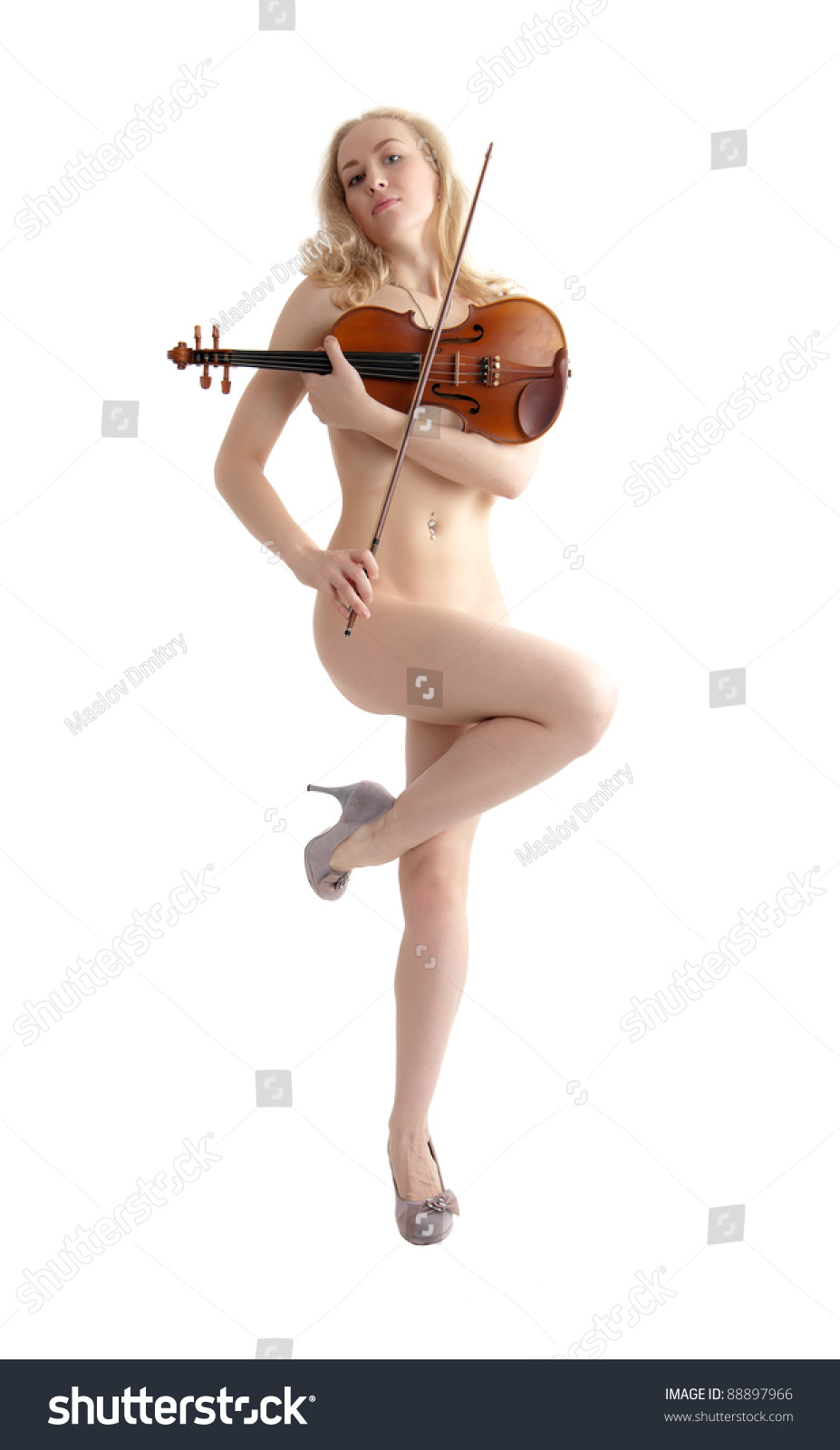 Naked women playing violin