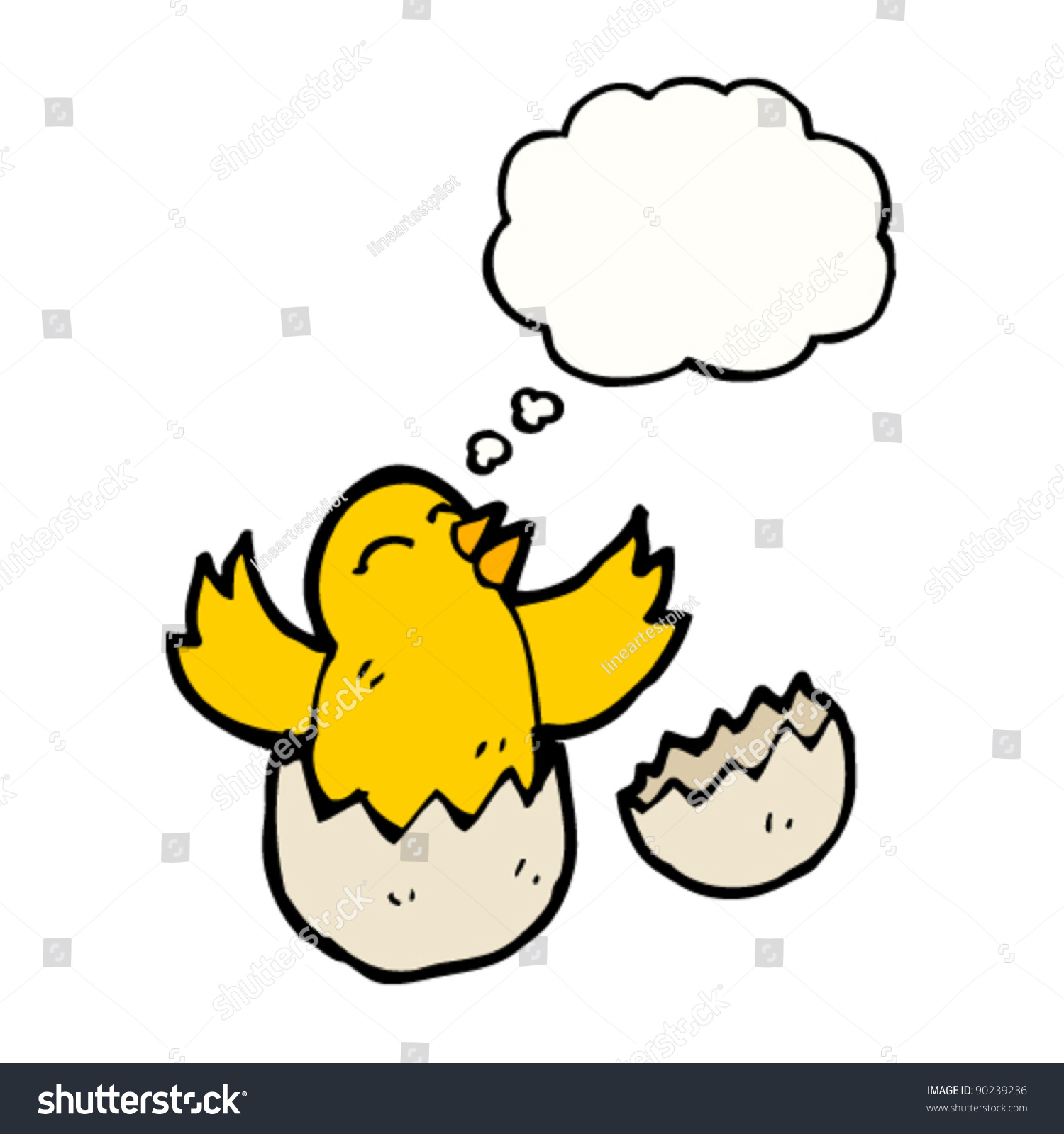 Newborn Chick Coming Out Egg Cartoon Stock Vector Royalty Free