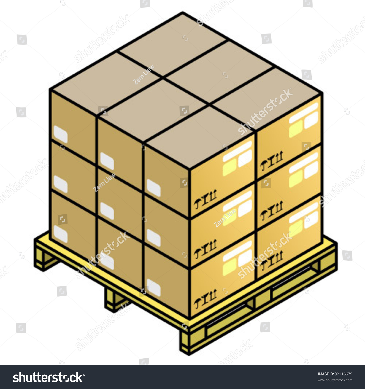 Stacked Cartons On Wooden Palette Stock Vector Royalty Free 92116679