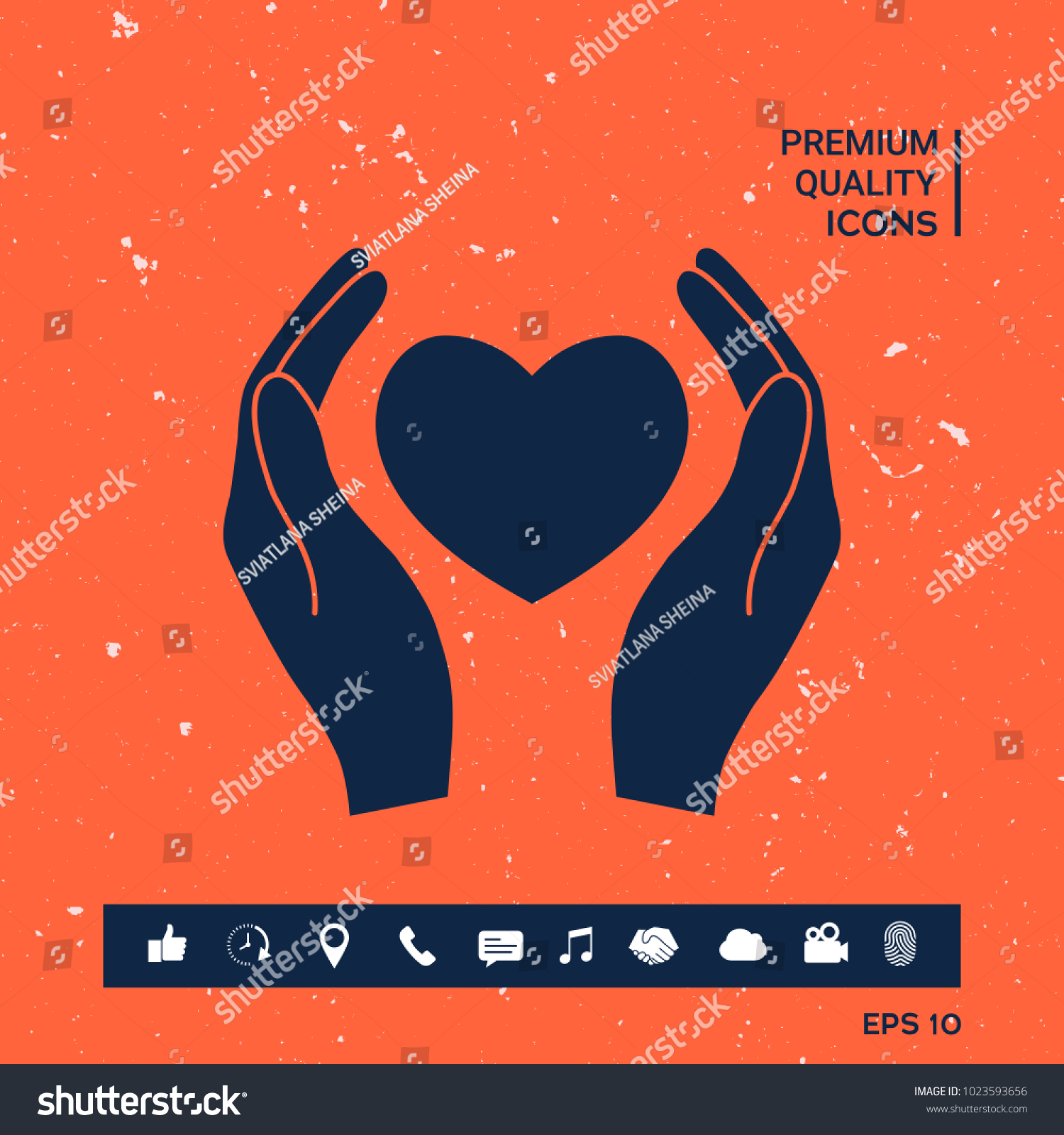 Hands Holding Heart Symbol Royalty Free Stock Vector 1023593656