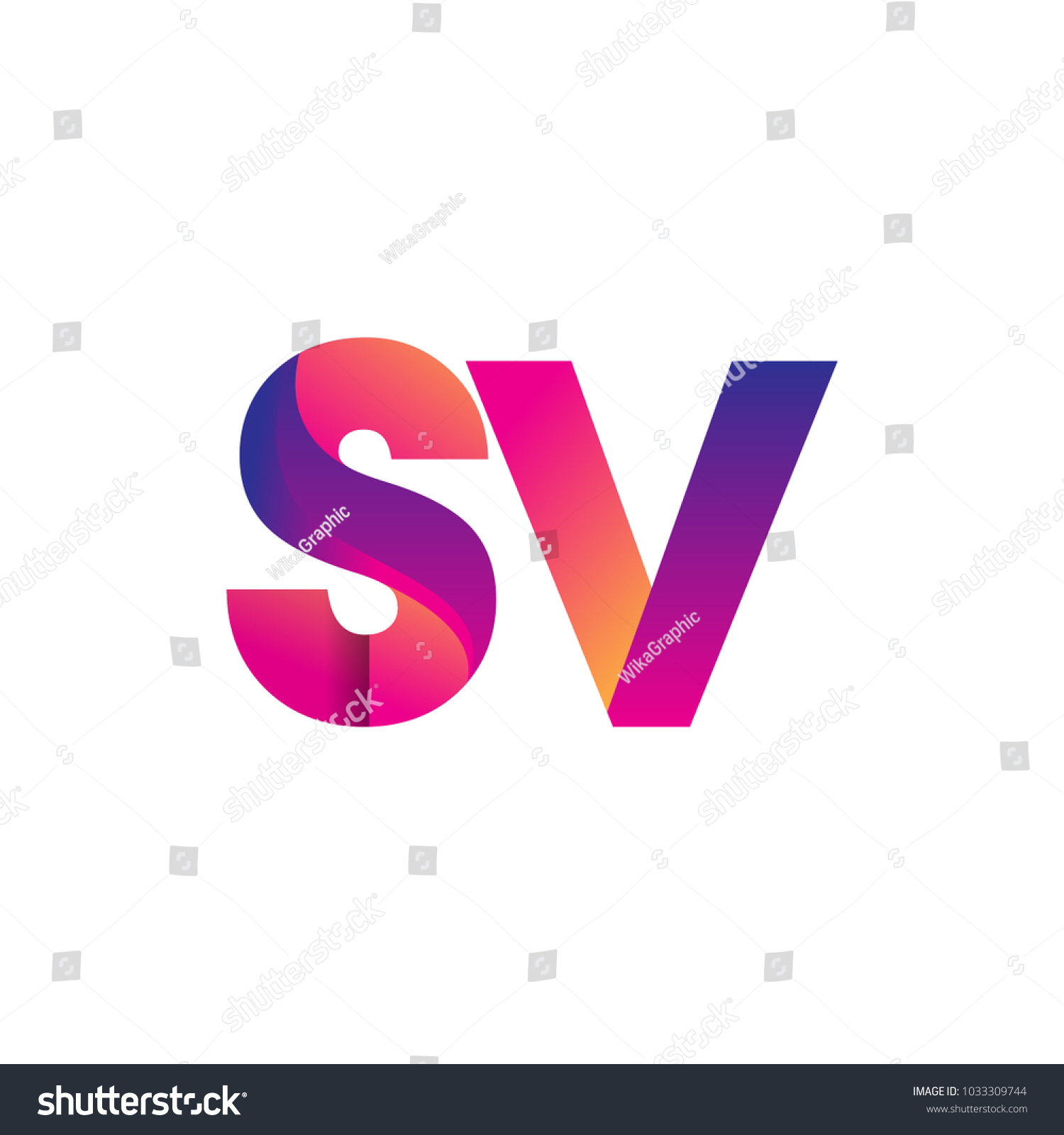 Initial Letter Sv Logo Lowercase Magenta And Royalty Free Stock