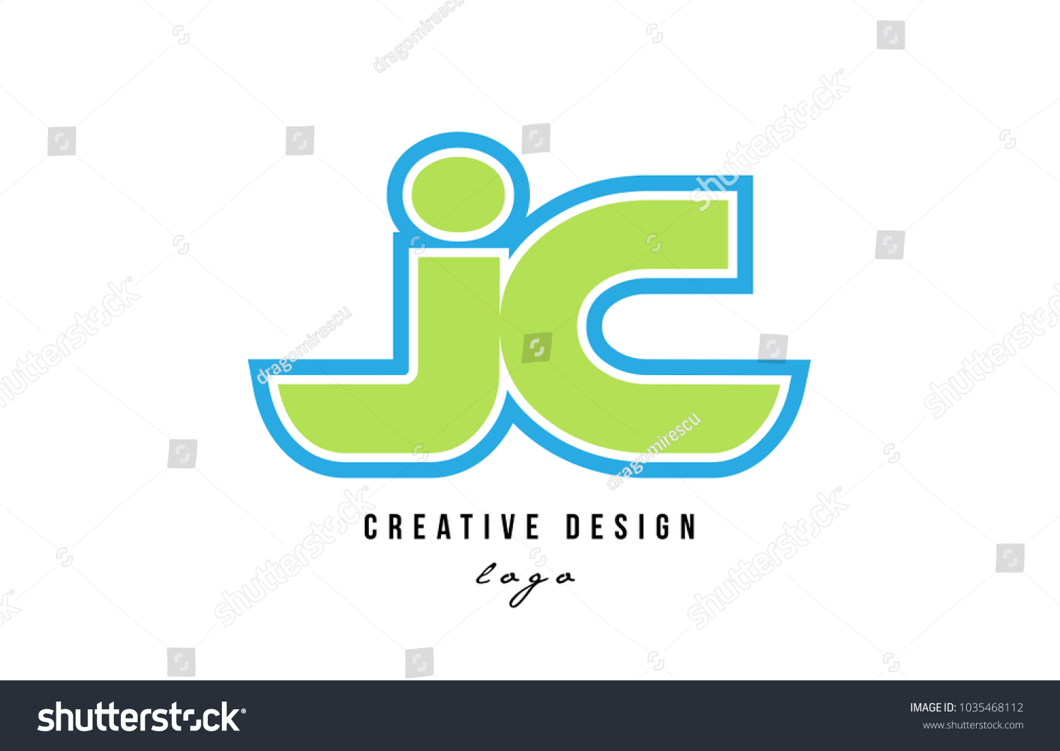 Blue Green Alphabet Letter Jc J C Logo Design Royalty Free Stock