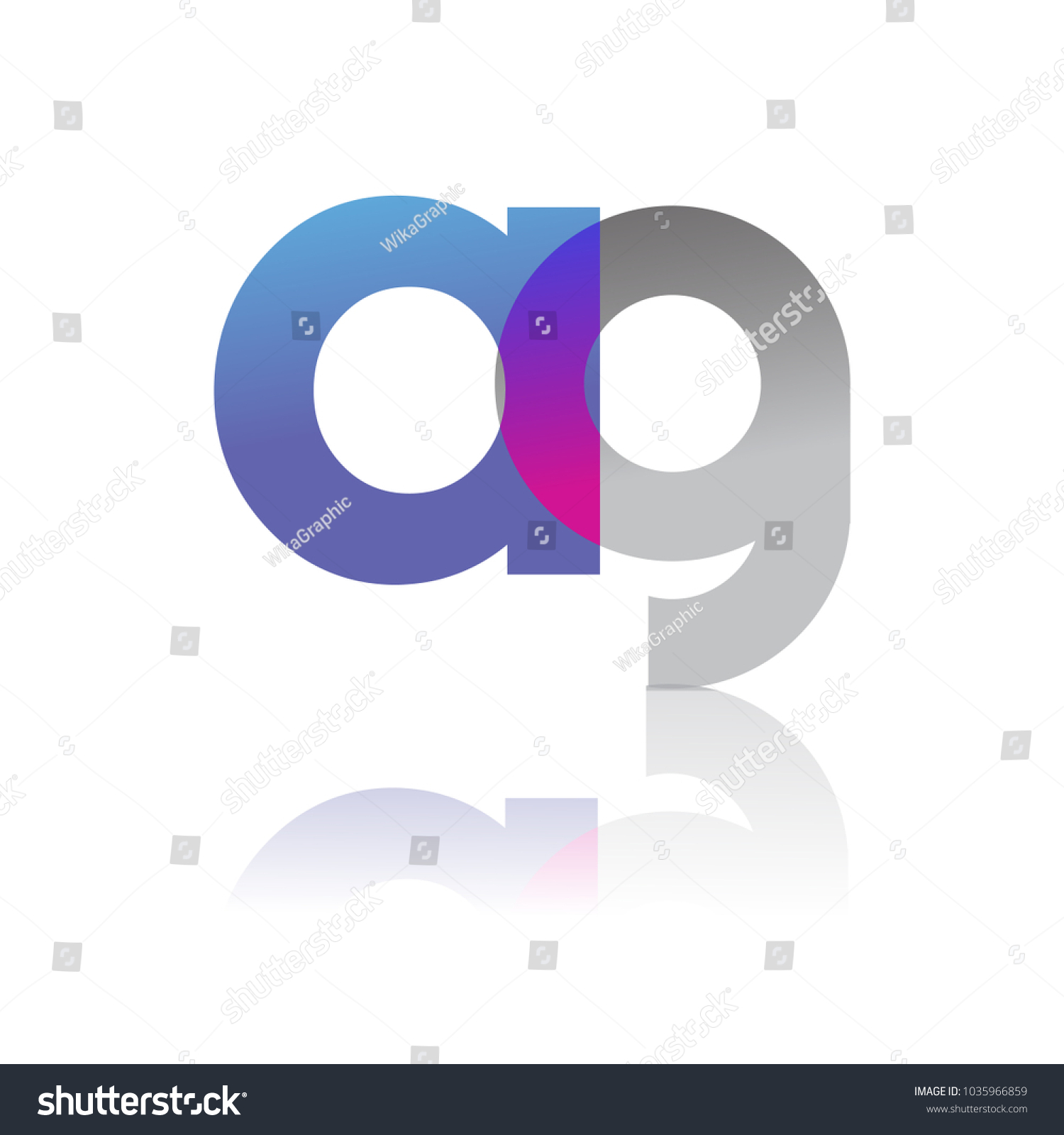 Initial Letter Ag Lowercase Overlap Logo Blue Royalty Free Stock