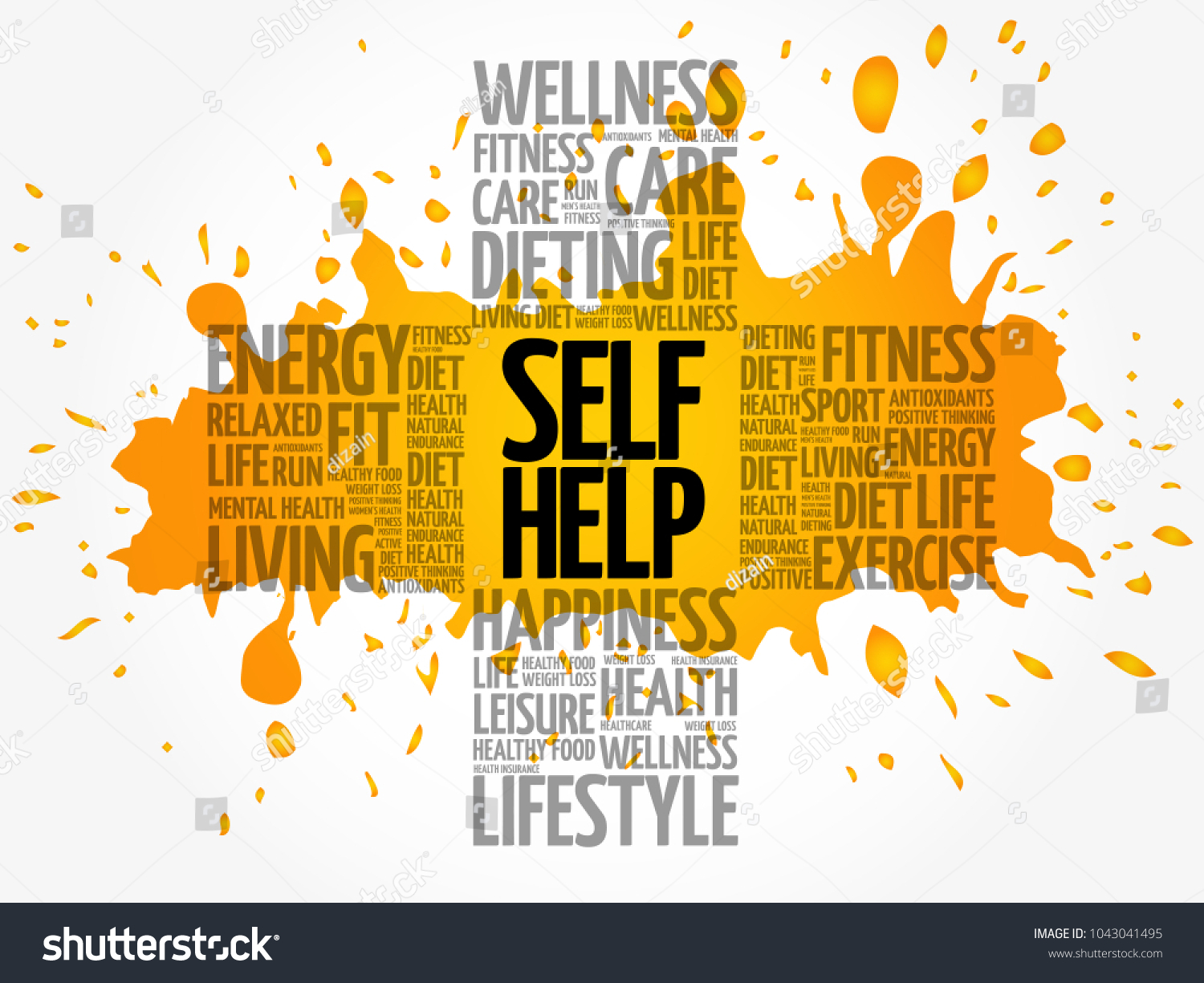 Self Help Word Cloud Health Cross Concept Royalty Free Stock Vector