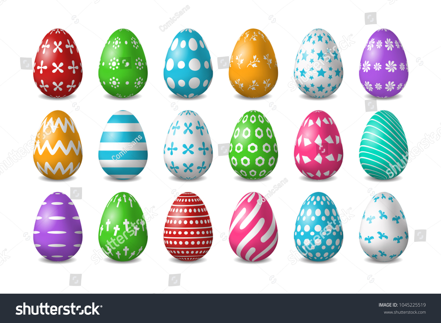 Vector Set Of Realistic Isolated Easter Eggs For Royalty Free Stock