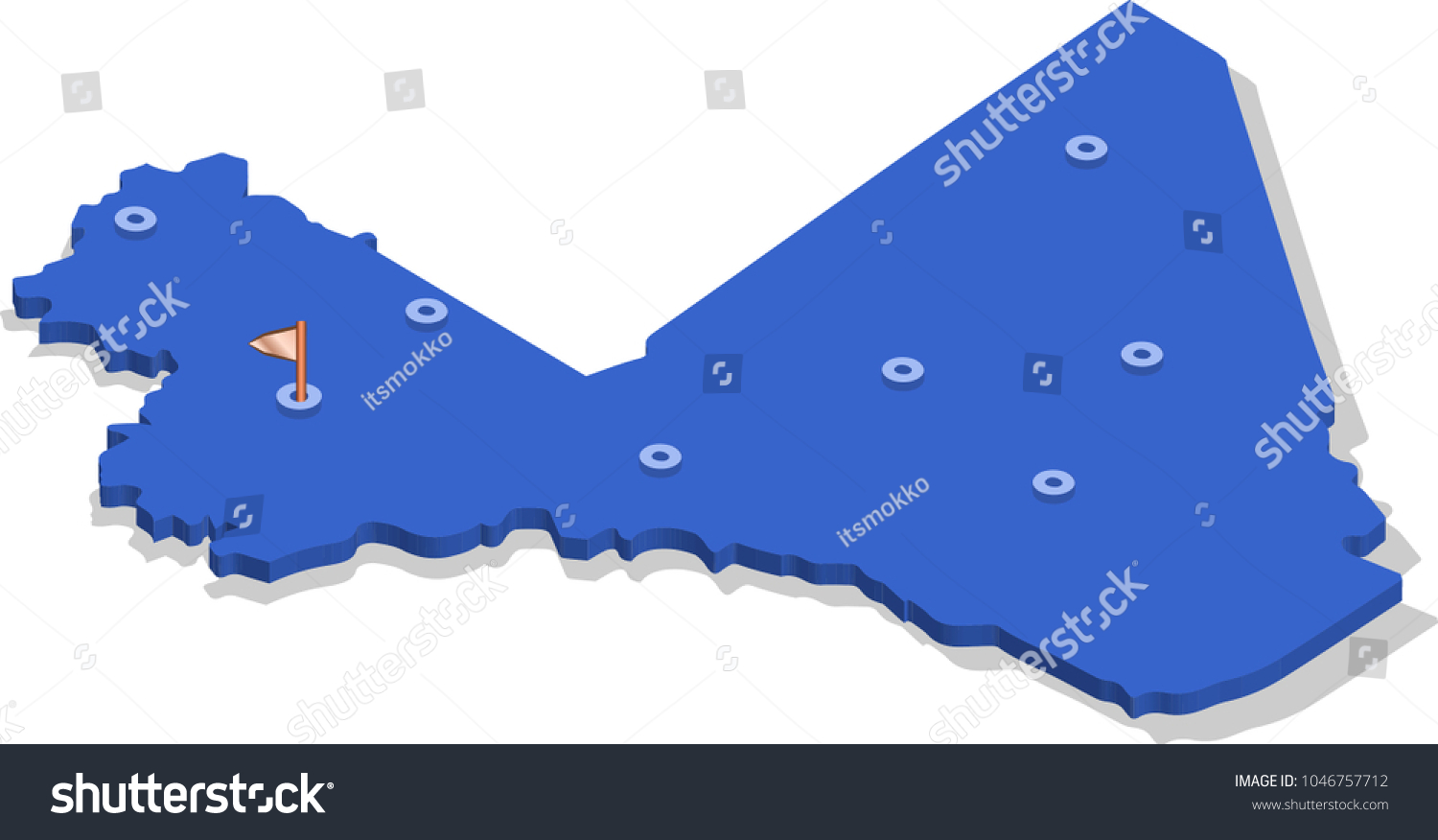 3d Isometric View Map Of Mali With Blue Surface Royalty Free Stock