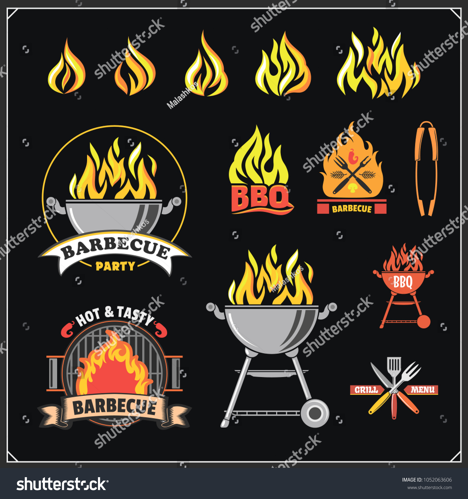 Bbq And Grill Labels Set Barbecue Emblems Royalty Free Stock Vector