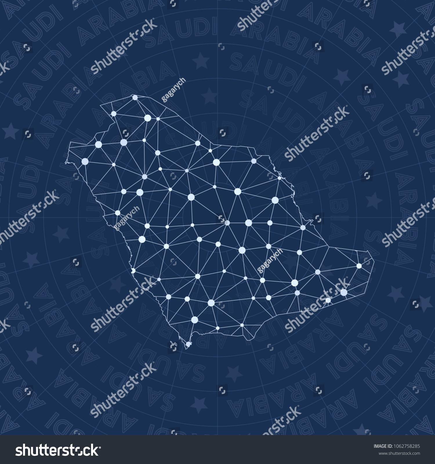 Saudi Arabia Network Style Country Map Royalty Free Stock Vector