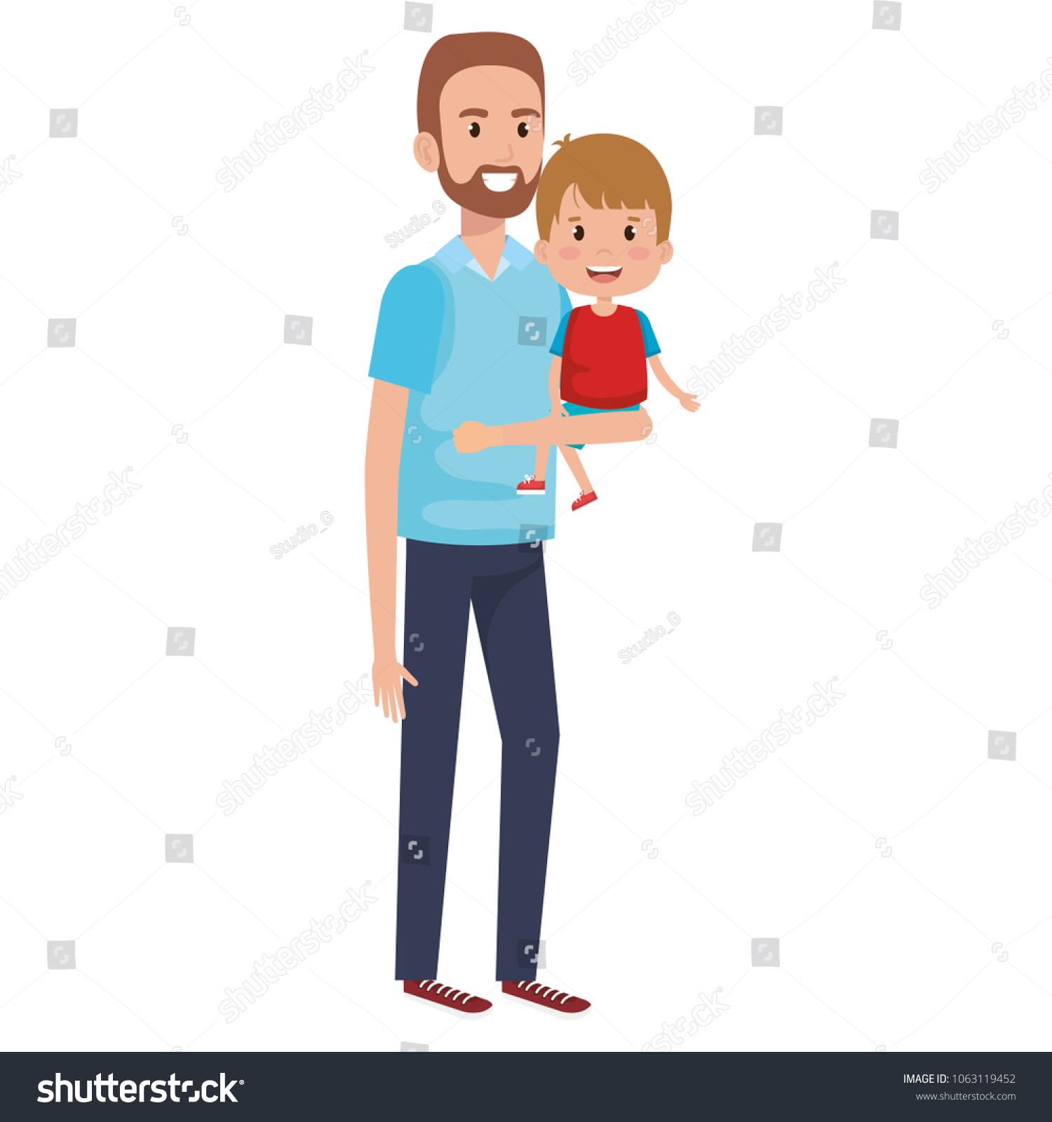 Father Lifting Son Characters Royalty Free Stock Vector 1063119452