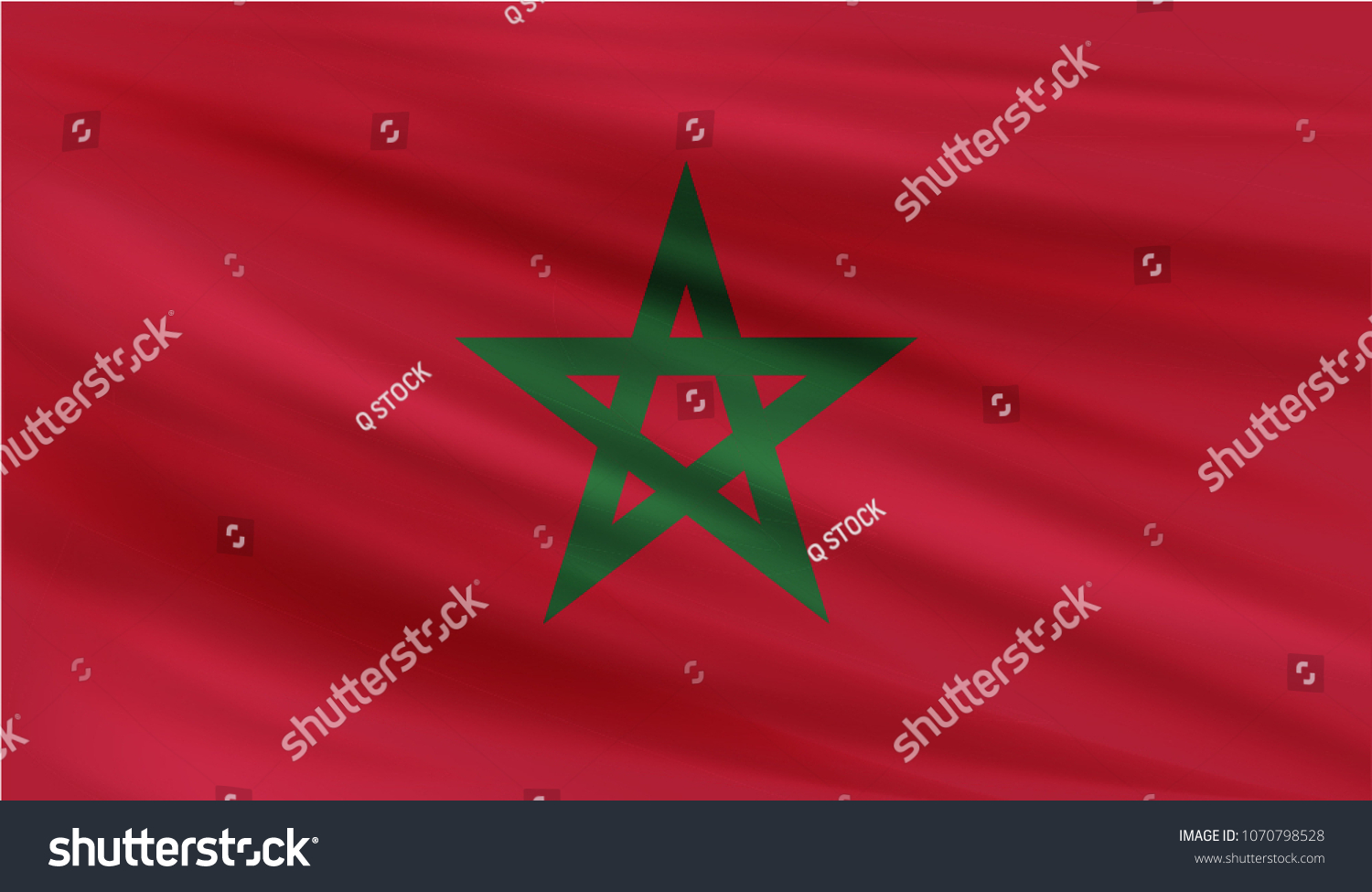 Realistic Waving Flag Of The MOROCCO Fabric Royalty Free Stock Vector