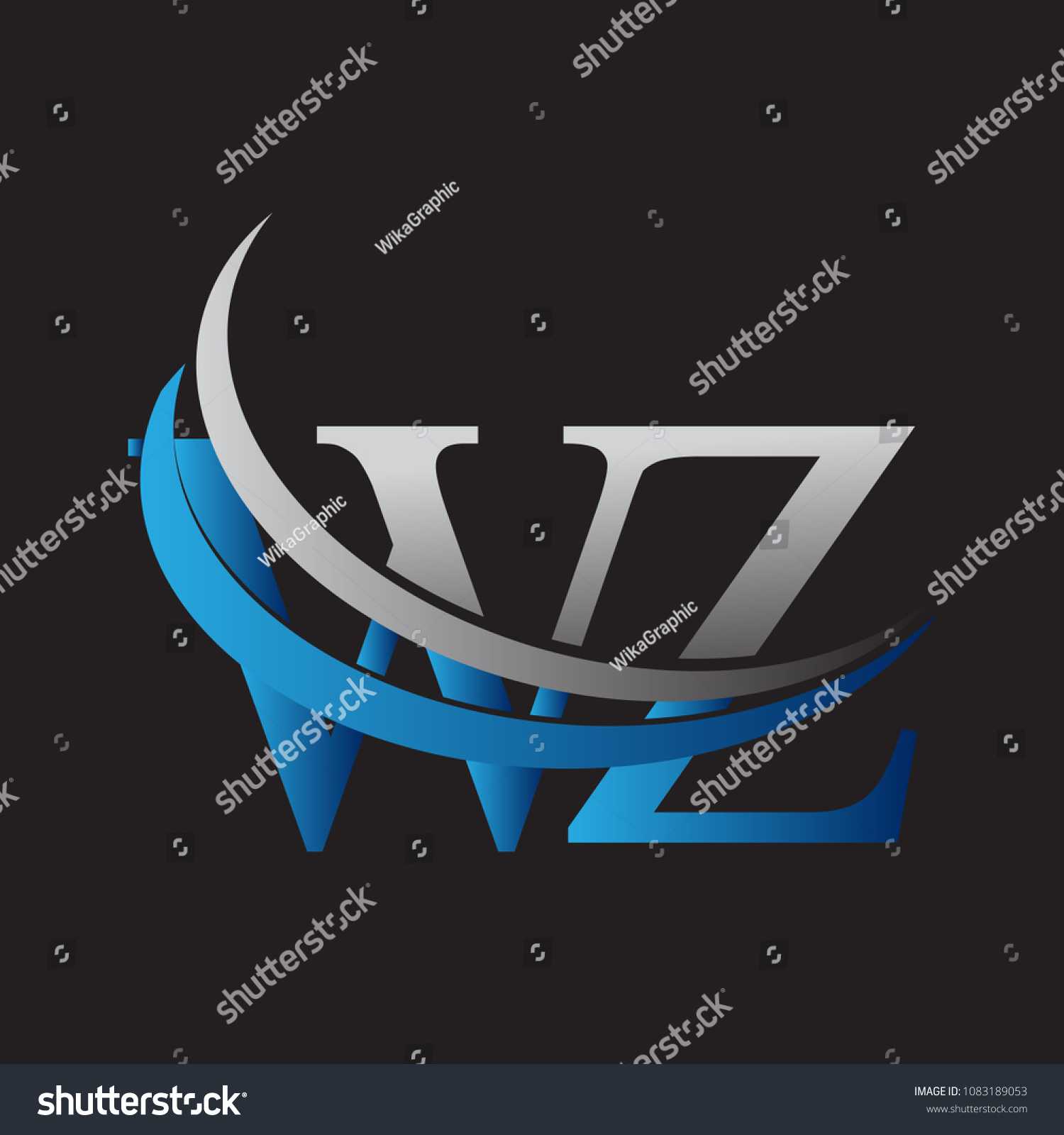 Initial Letter WZ Logotype Company Name Colored Royalty Free Stock