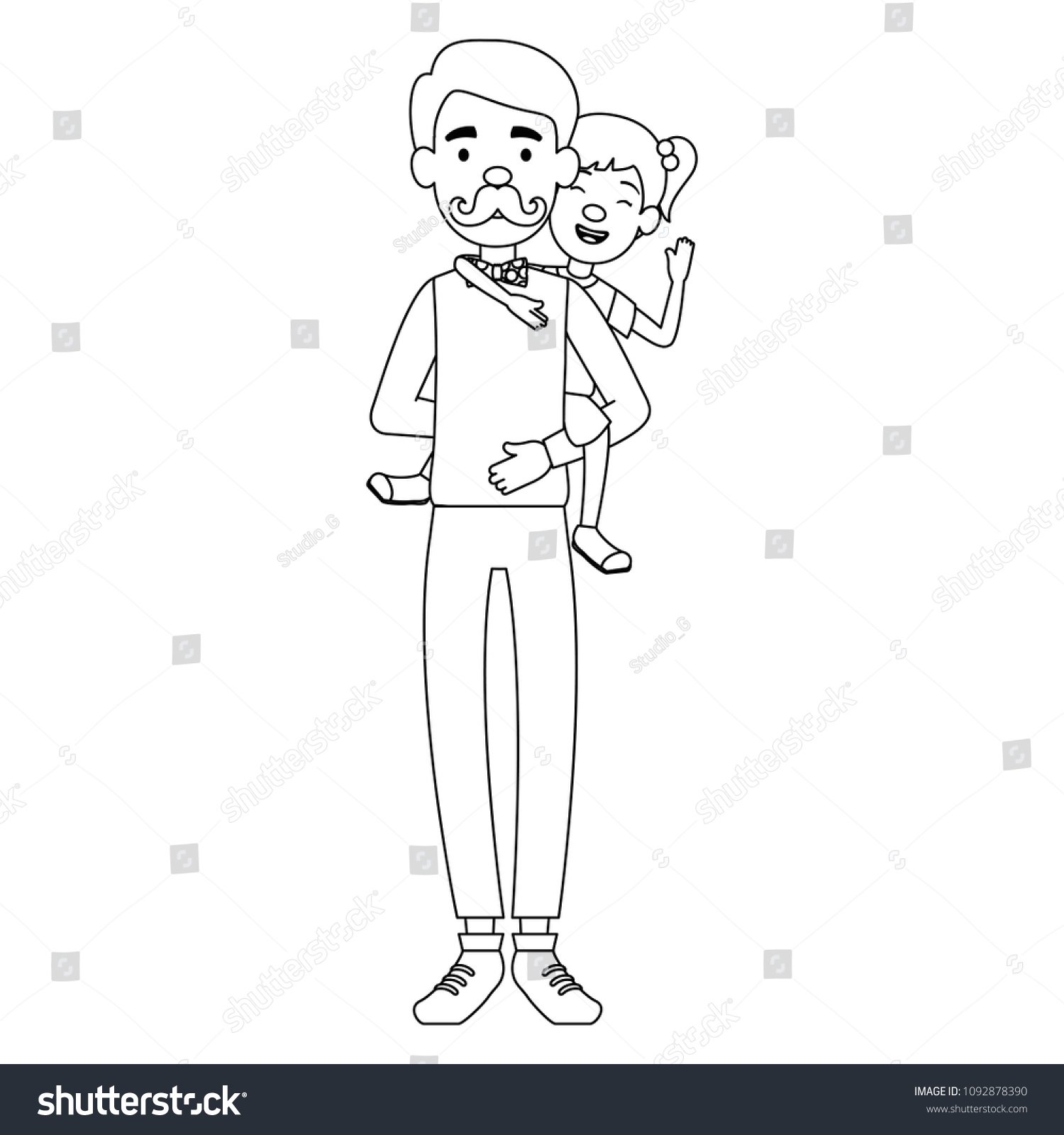 Cute Father Lifting Daughter Avatars Characters Royalty Free Stock