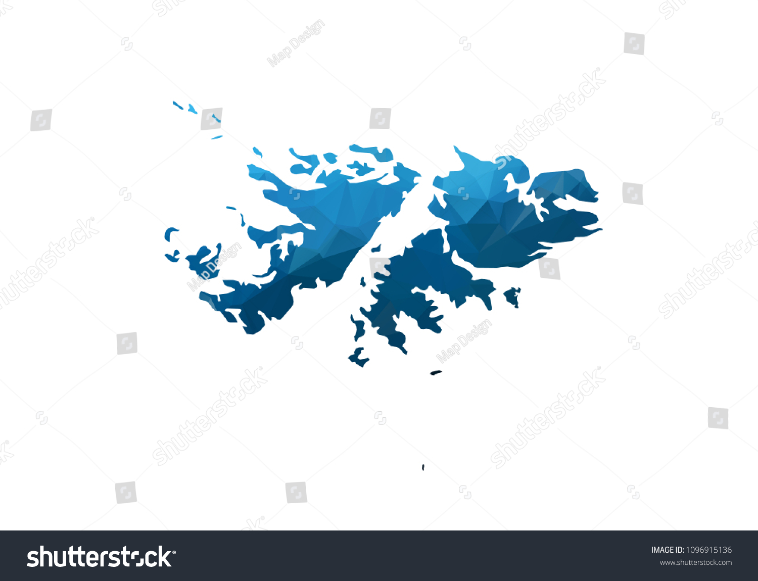 Map Of Falkland Islands Blue Geometric Rumpled Royalty Free Stock