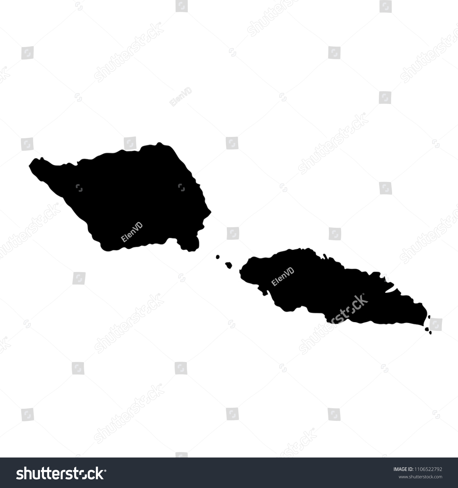 Black Silhouette Country Borders Map Of Samoa On Royalty Free Stock