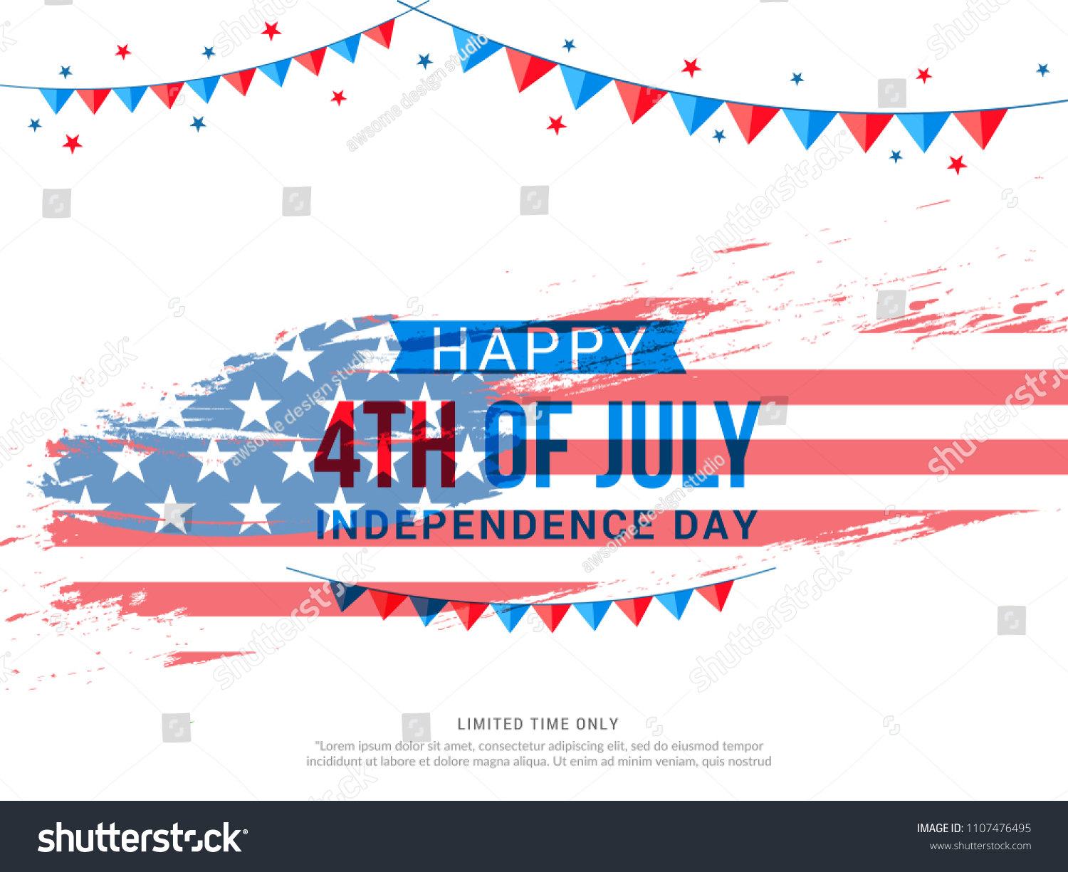 Happy 4th Of July USA Independence Day Text Royalty Free Stock Vector