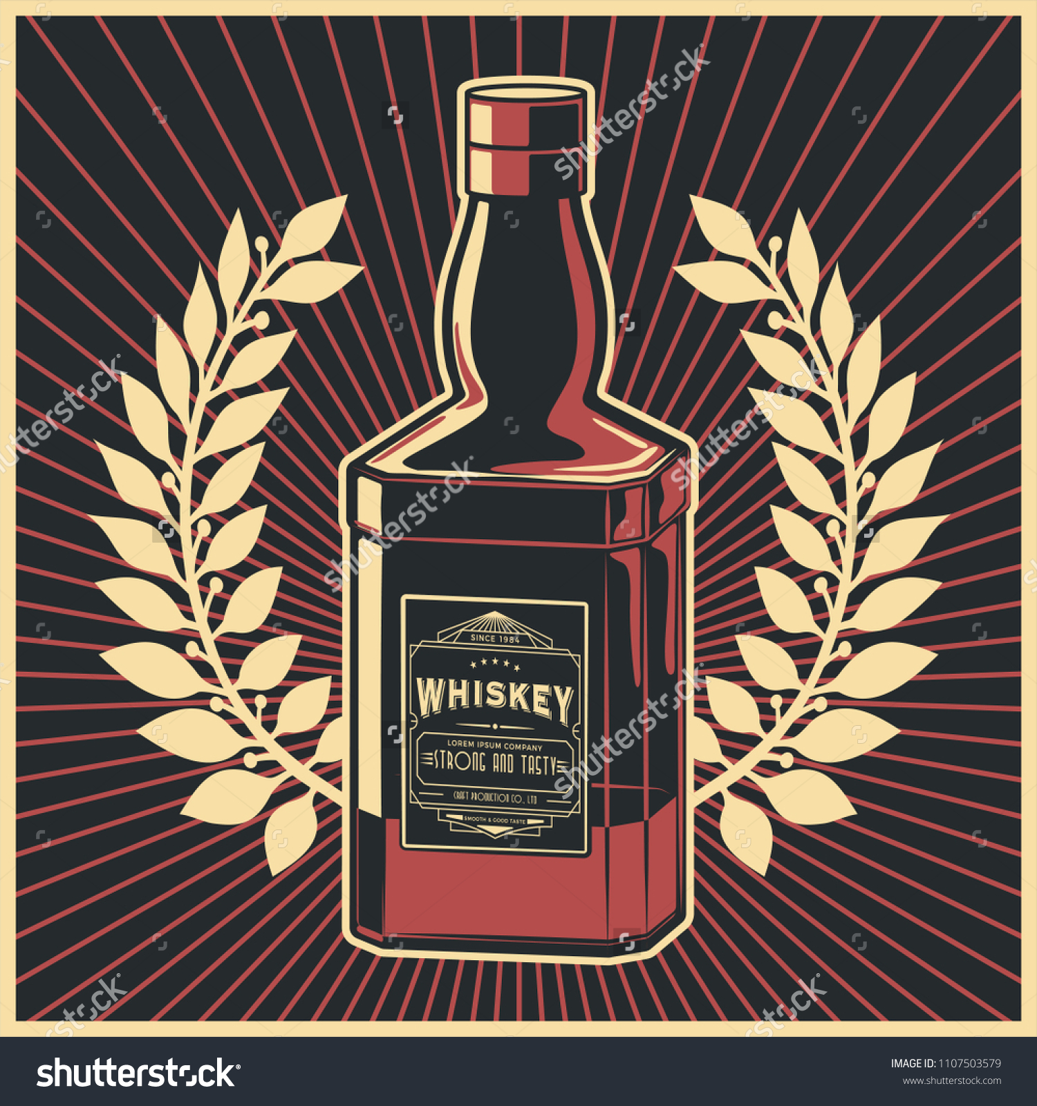 Vector Whiskey Bottle Royalty Free Stock Vector 1107503579 Avopix