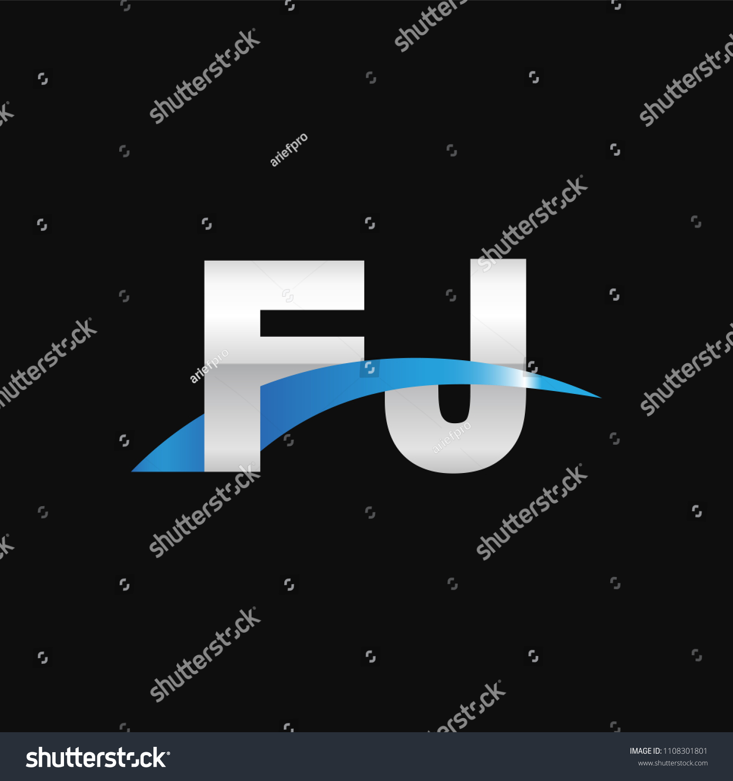 Initial Letter FJ Overlapping Movement Swoosh Royalty Free Stock