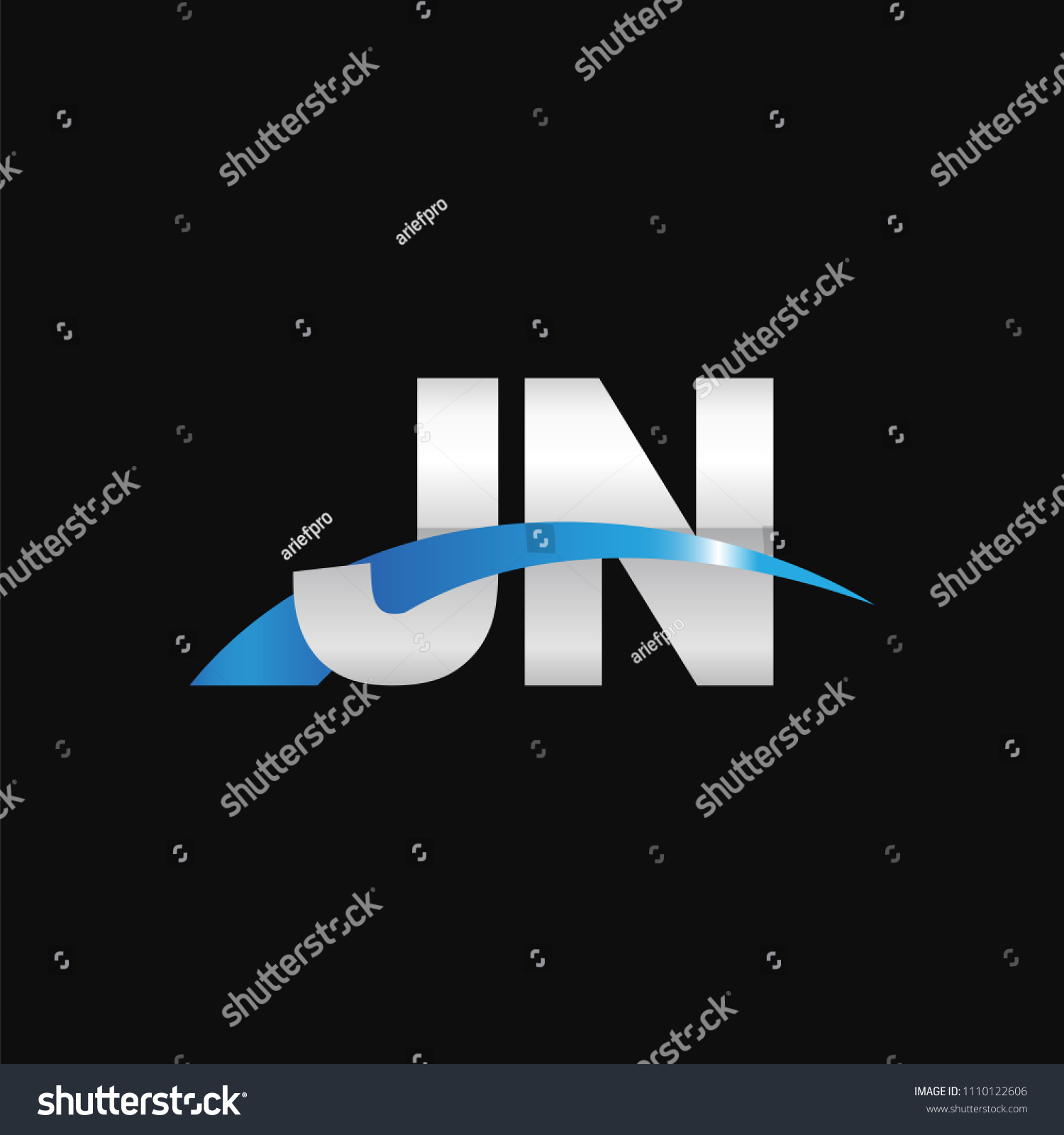 Initial Letter JN Overlapping Movement Swoosh Royalty Free Stock