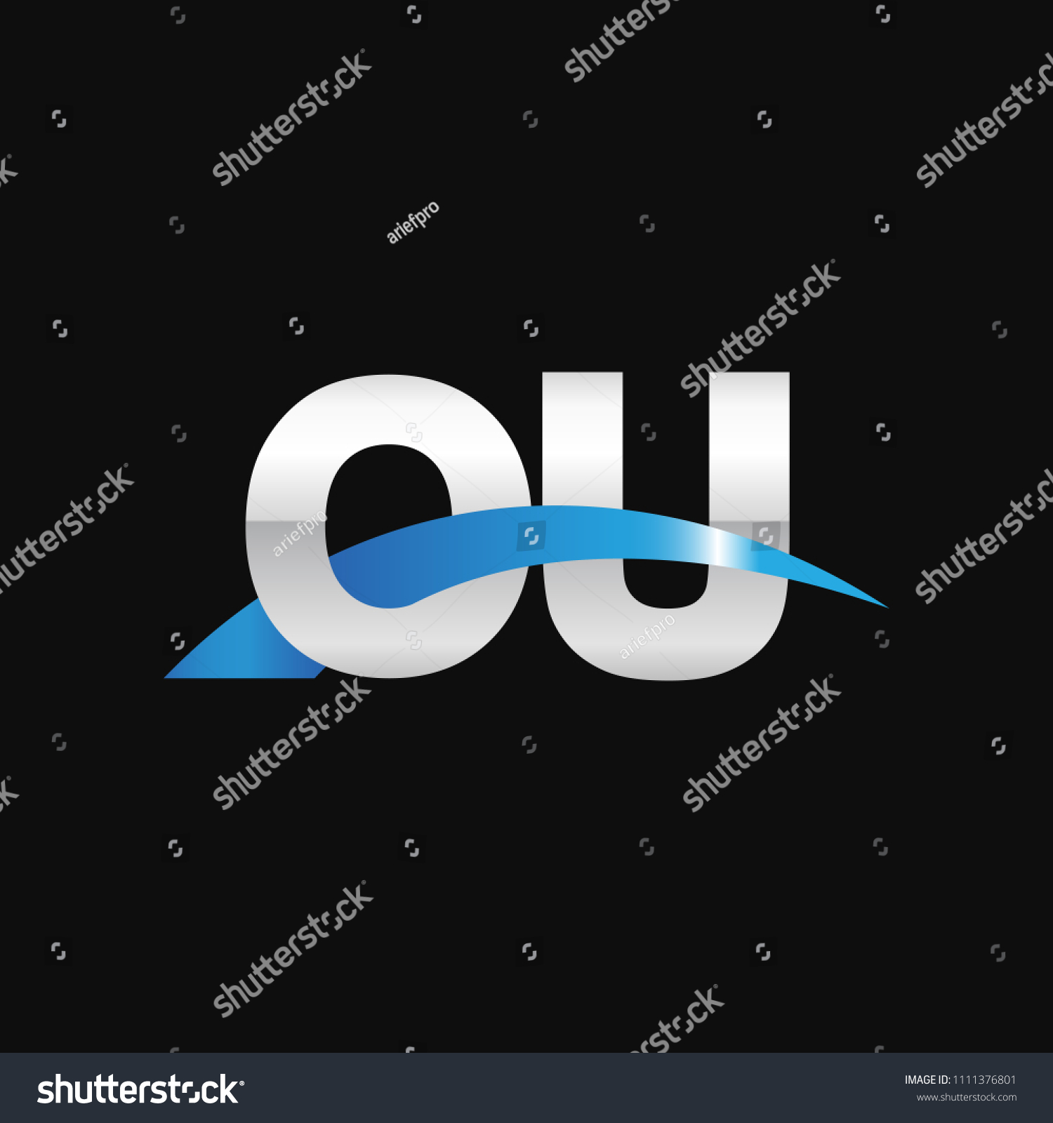 Initial Letter OU Overlapping Movement Swoosh Royalty Free Stock