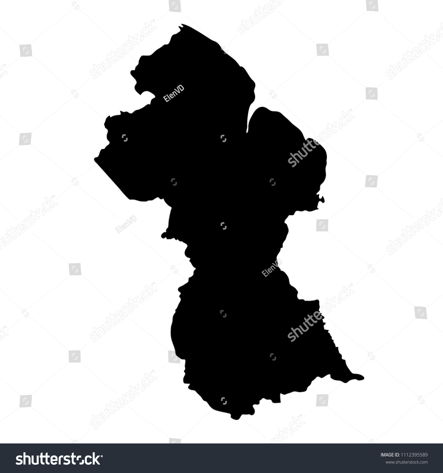 Black Silhouette Country Borders Map Of Guyana Royalty Free Stock