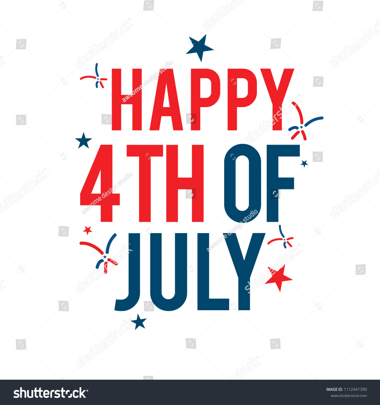 Happy 4th Of July USA Independence Day Text Royalty Free Stock Vector