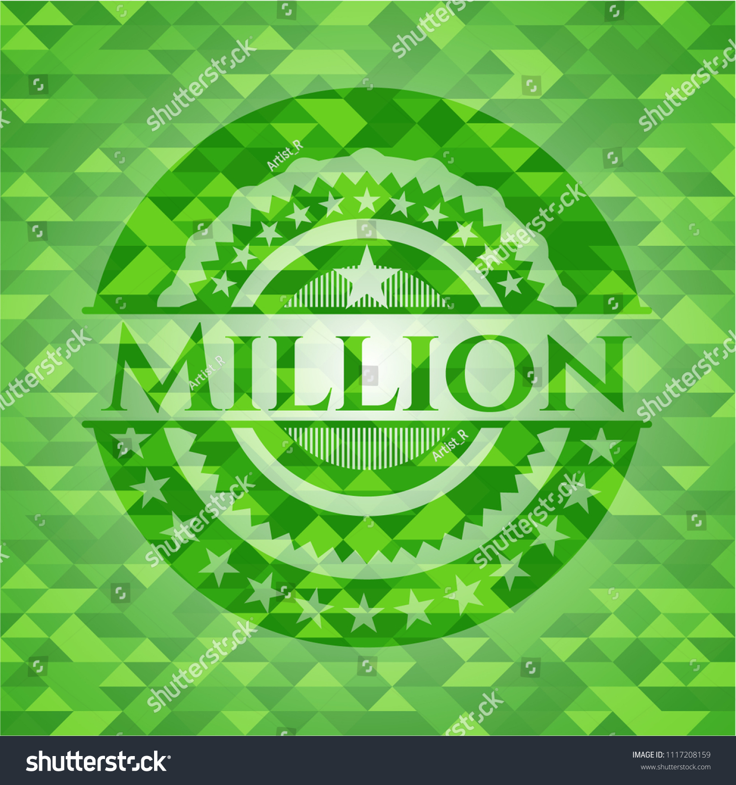 Million Realistic Green Mosaic Emblem Royalty Free Stock Vector