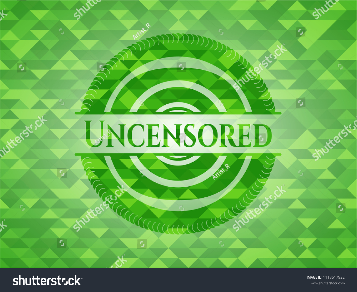 Uncensored Realistic Green Mosaic Emblem Royalty Free Stock Vector