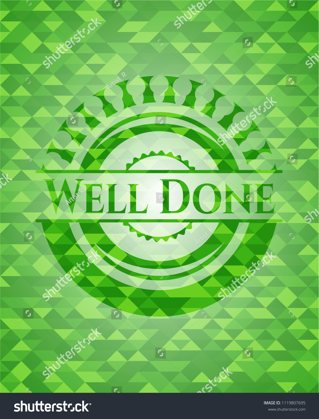 Well Done Realistic Green Mosaic Emblem Royalty Free Stock Vector