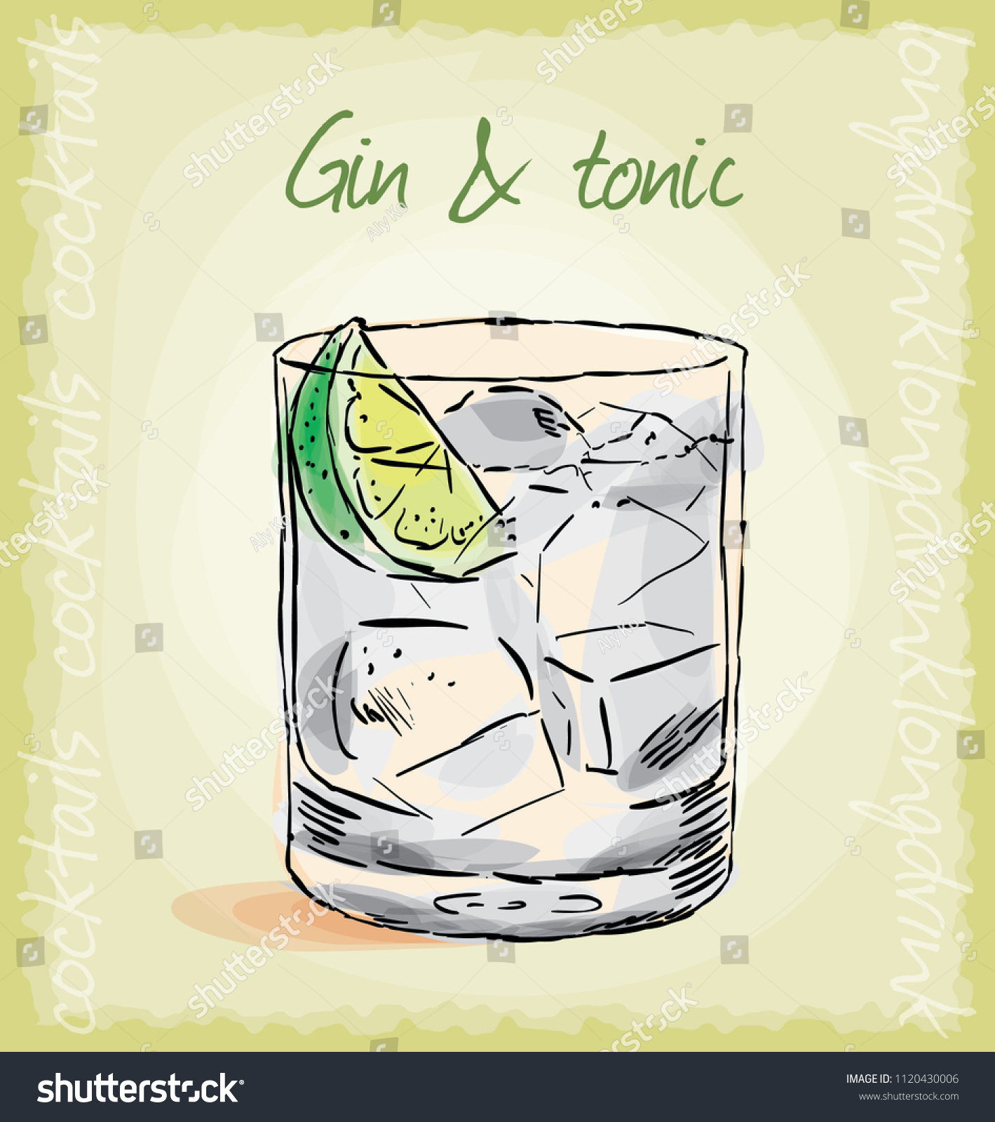 Vector Sketch Illustration Of Gin And Tonic Royalty Free Stock Vector