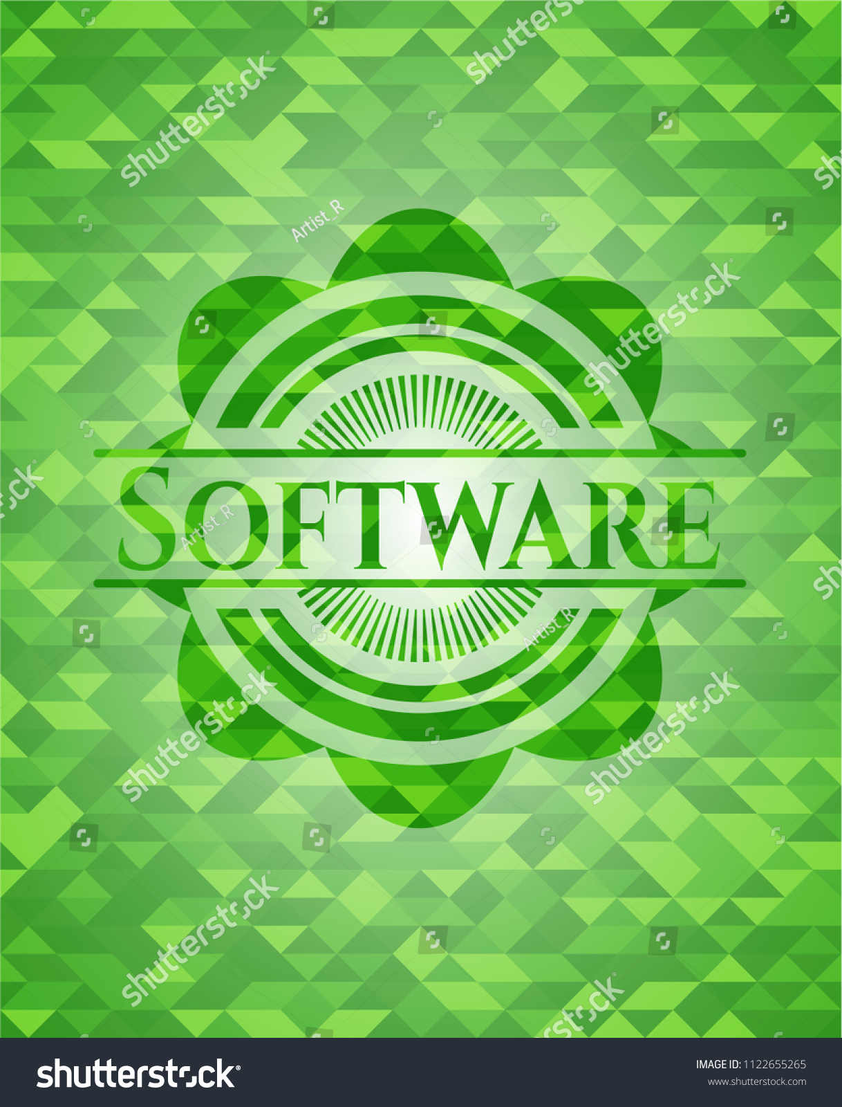 Software Green Emblem Mosaic Background Royalty Free Stock Vector