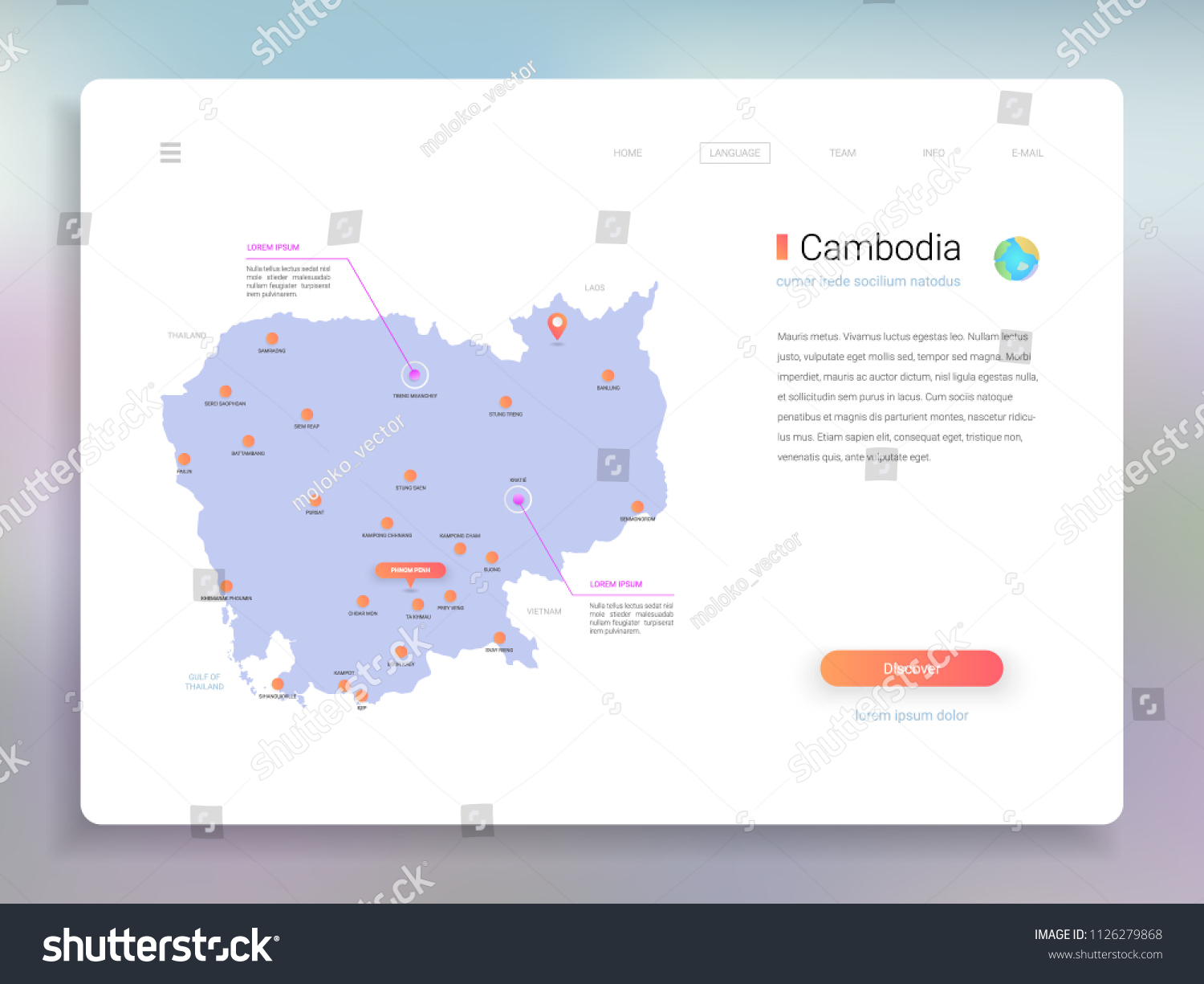 Cambodia Map Infographics Vector Template With Royalty Free Stock