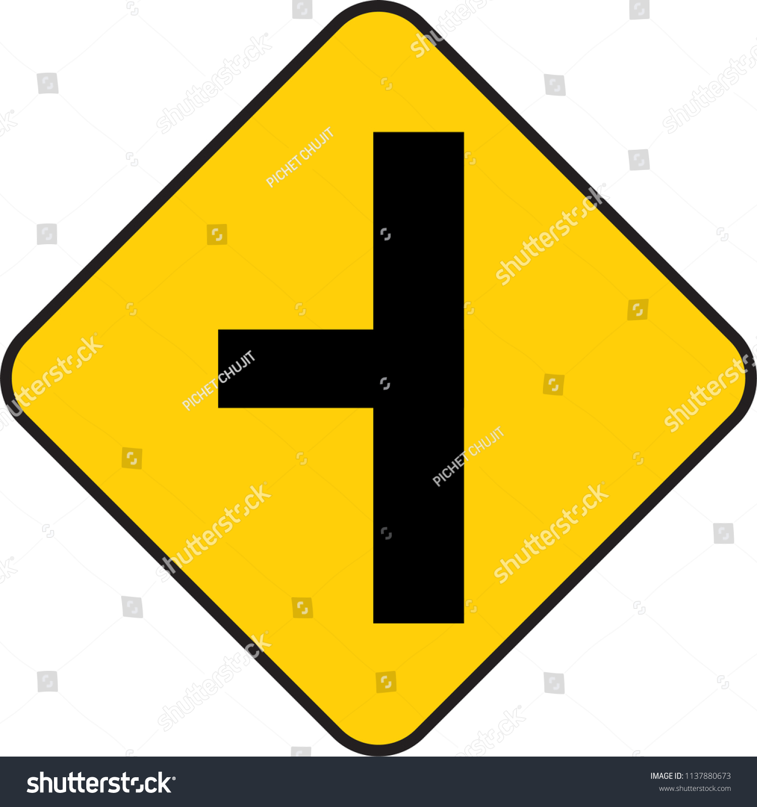 Traffic Sign The Way Crossroad Left Yellow Royalty Free Stock