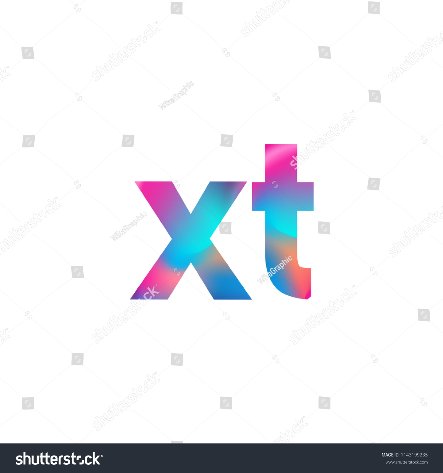 Initial Letter XT Logo Lowercase Colorful Design Royalty Free Stock