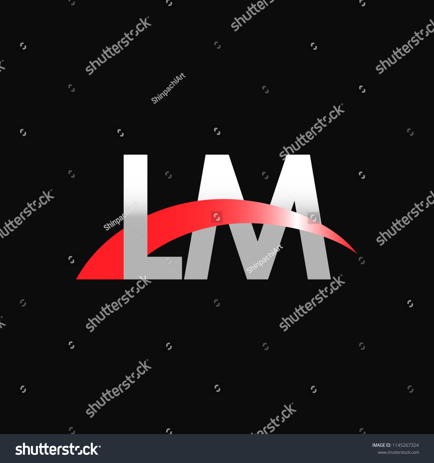 Initial Letters Lm Overlapping Movement Swoosh Royalty Free Stock