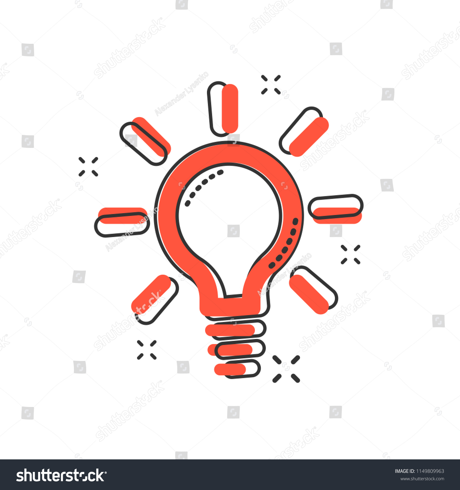 Vector Cartoon Light Bulb Icon In Comic Style Royalty Free Stock