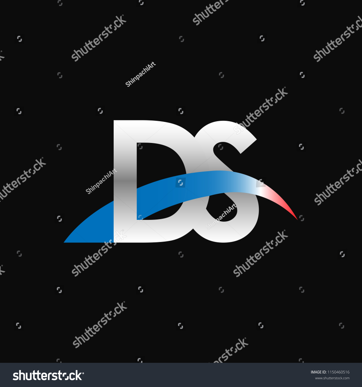 Initial Letters Ds Overlapping Movement Swoosh Royalty Free Stock