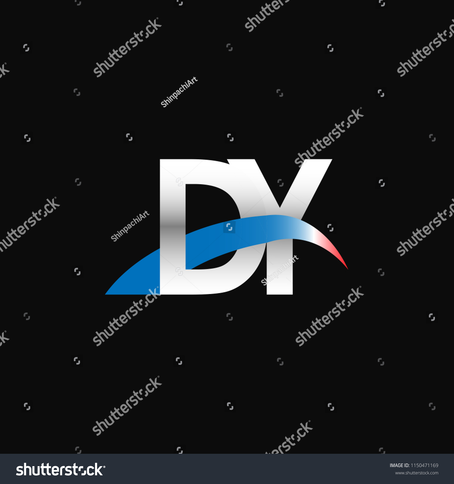 Initial Letters DY Overlapping Movement Swoosh Royalty Free Stock